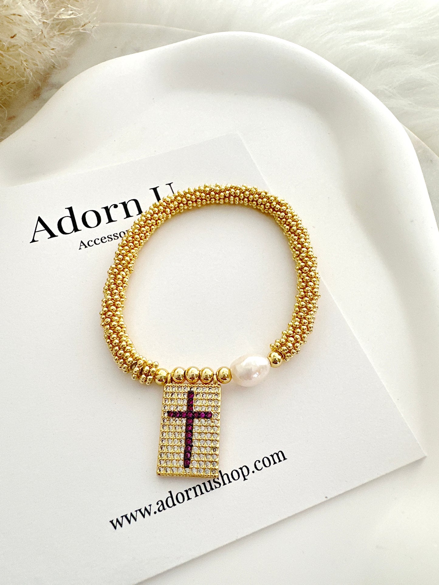 Red Cross Stretch Bracelet