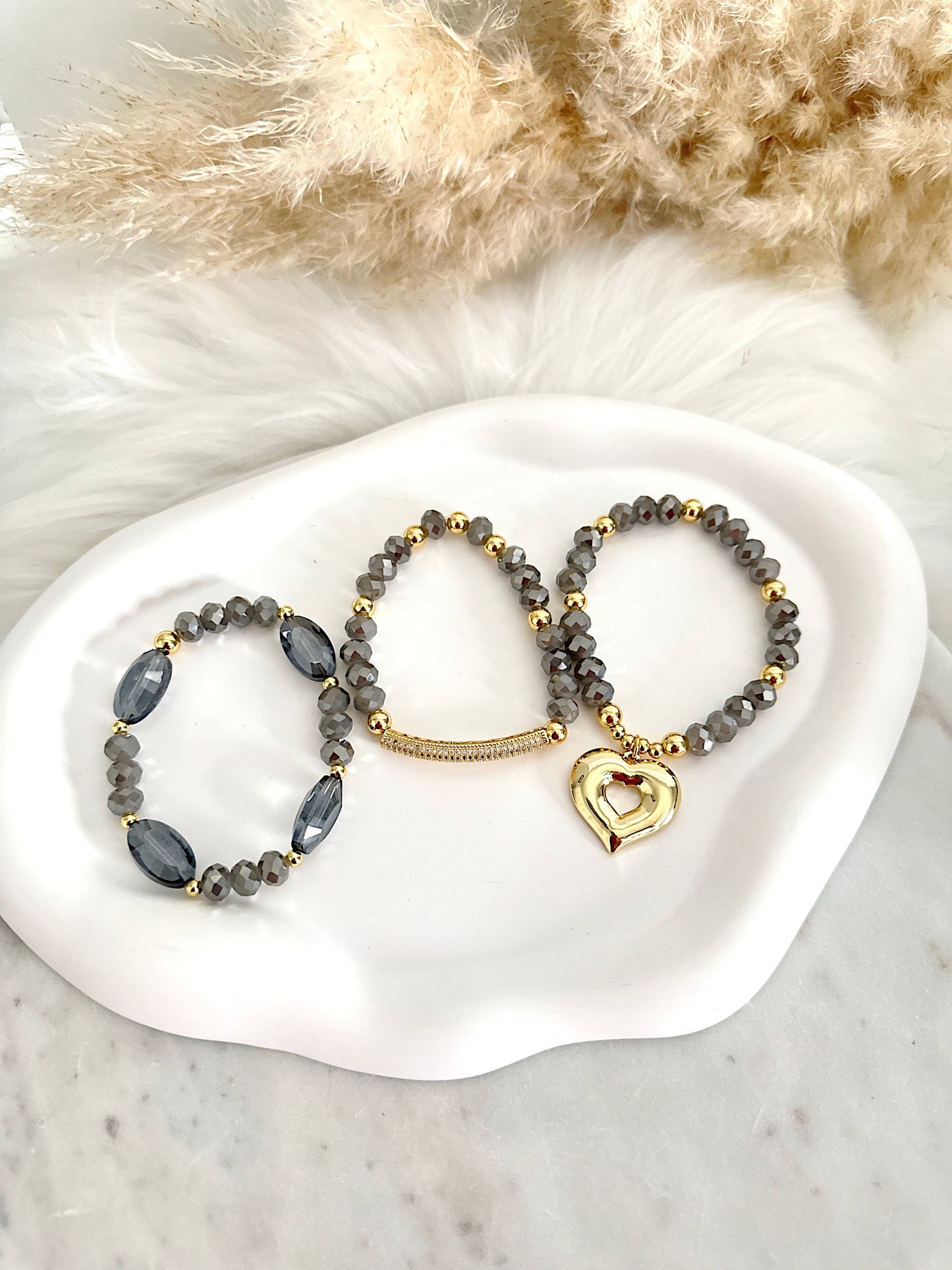 Smokey Heart Bracelet Stack Adorn U