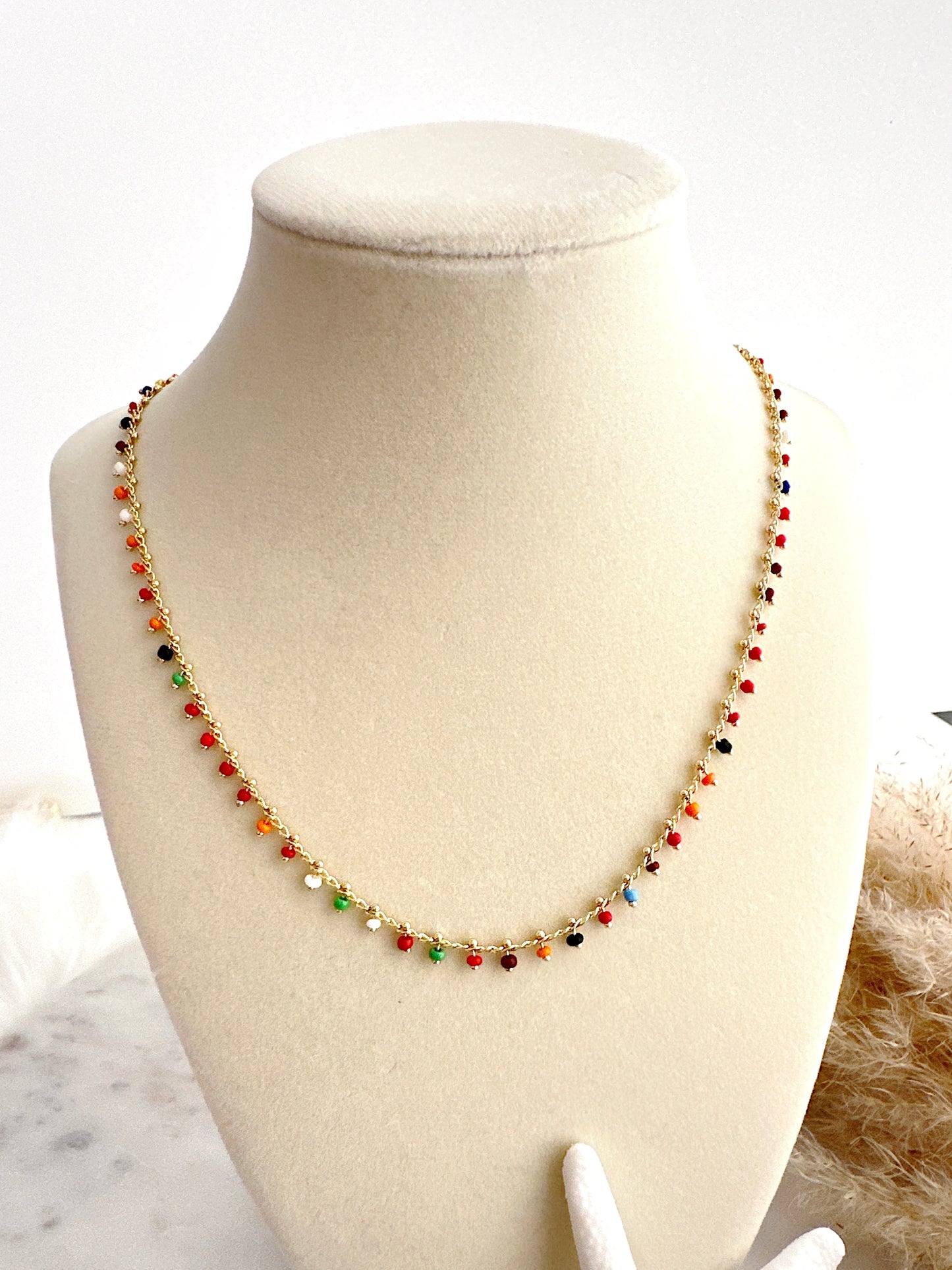 Multicolored beaded necklace Adorn U