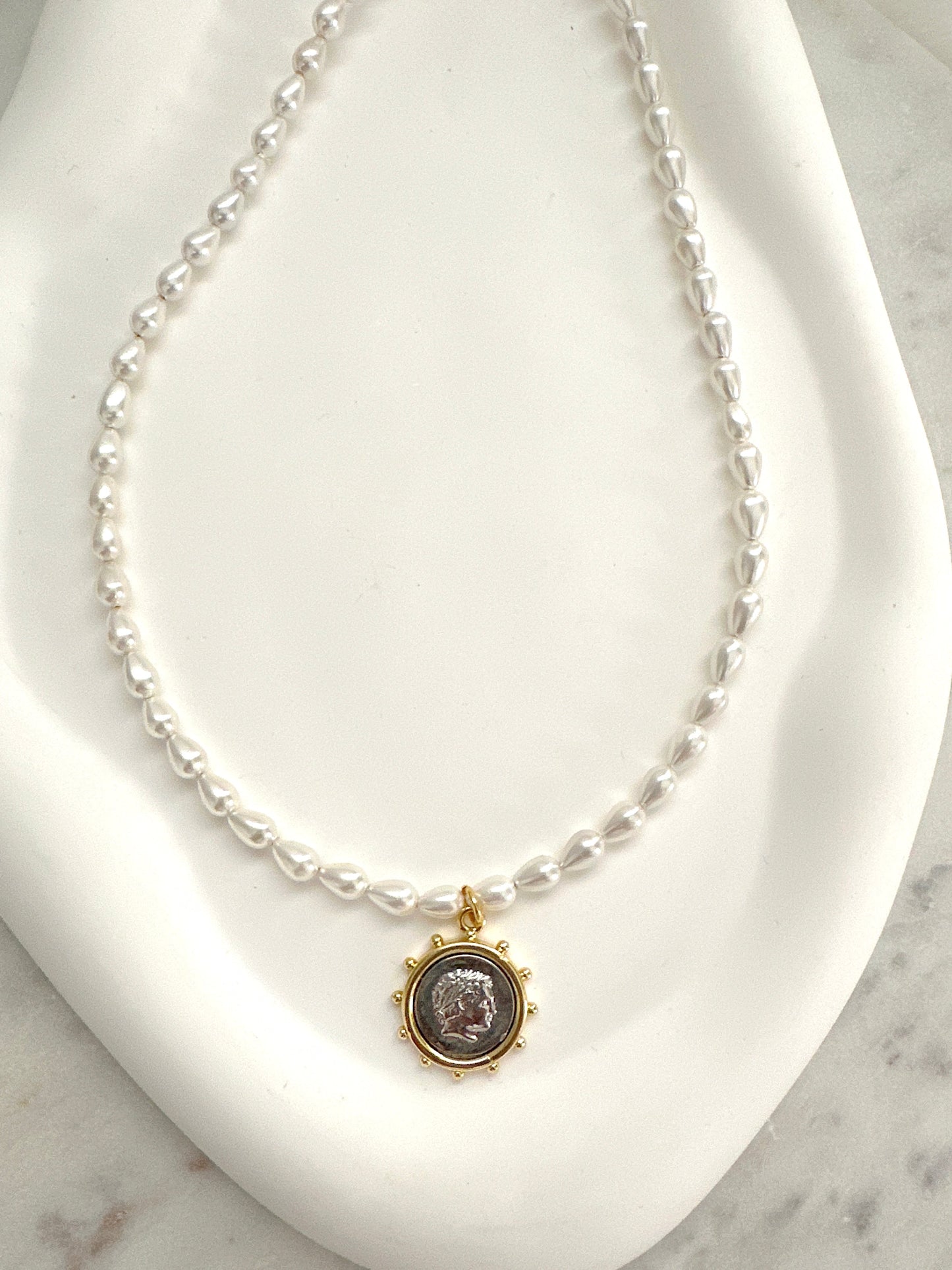 Coin Pearl Necklace Adorn U