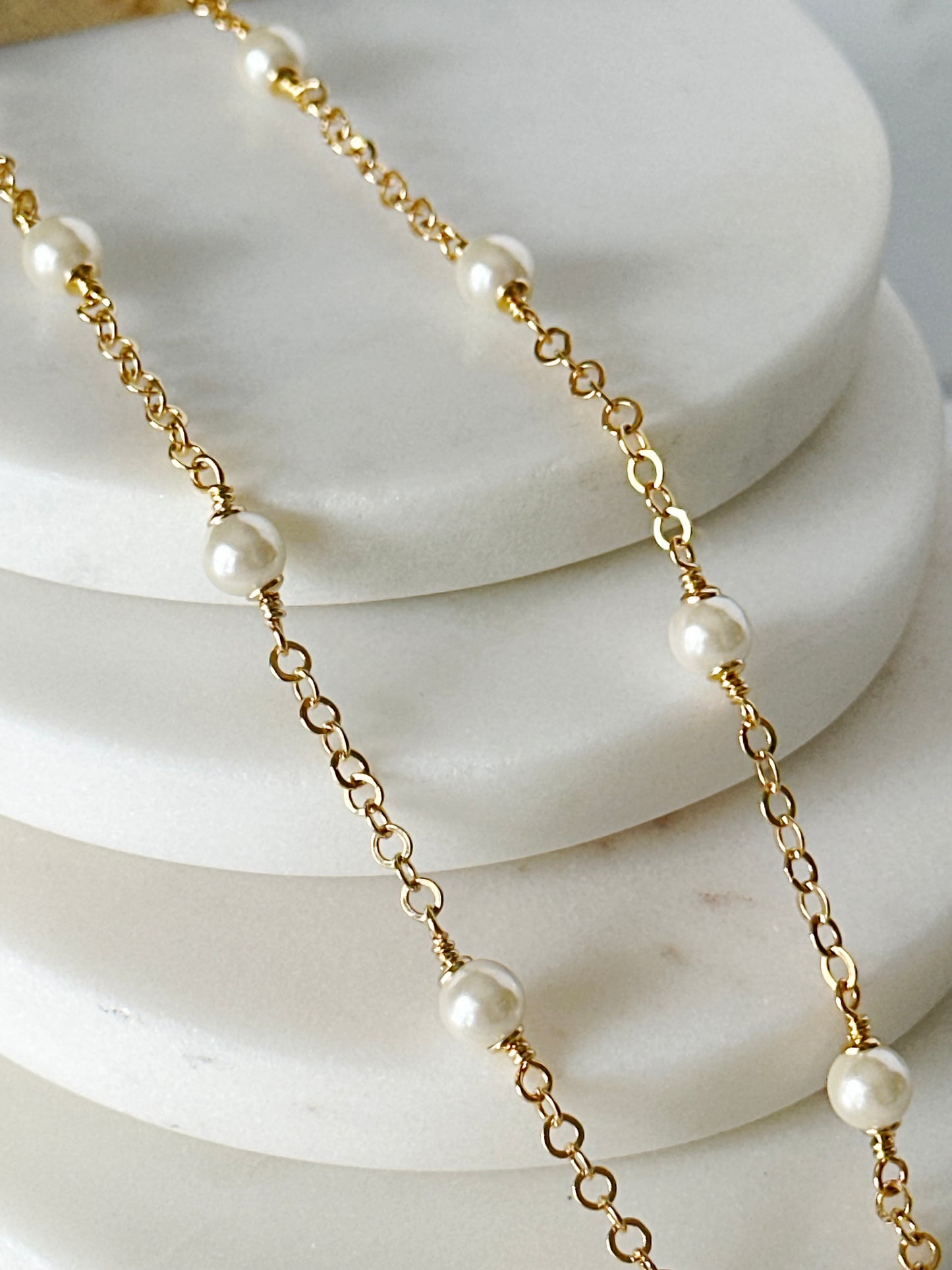 Stainless Steel Pearl Necklace and Bracelet Set - Adorn U