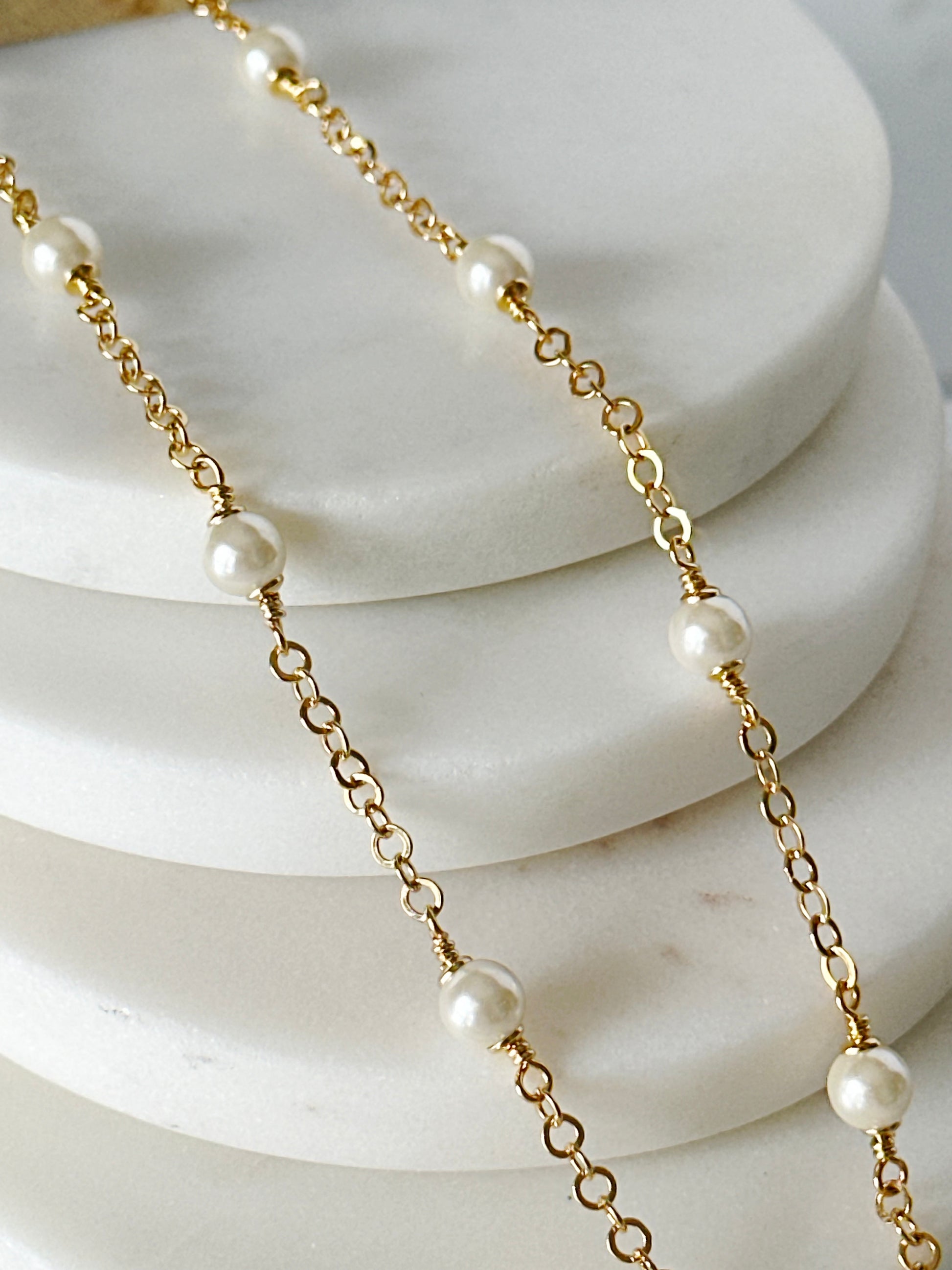 Stainless Steel Pearl Necklace and Bracelet Set - Adorn U