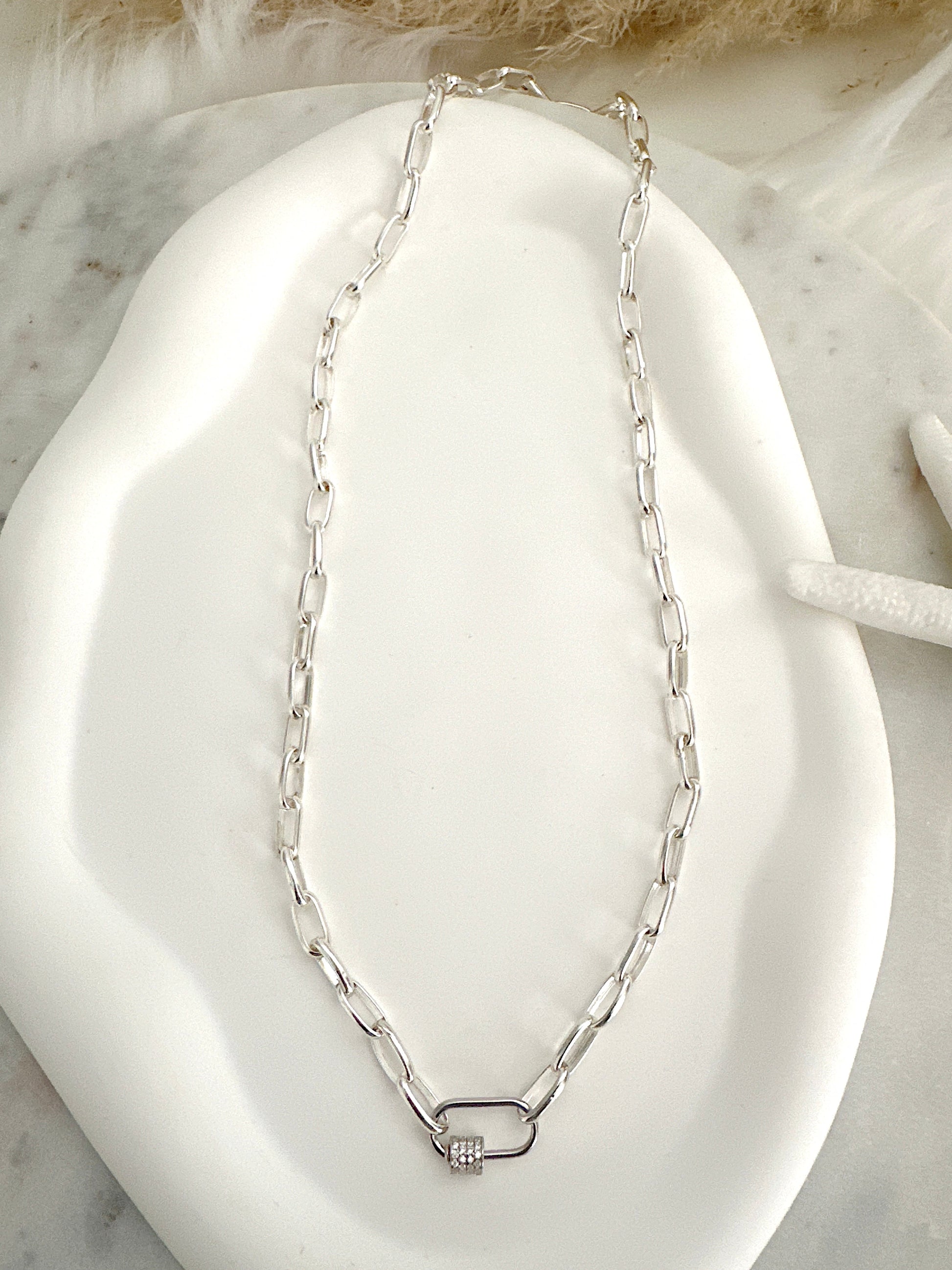 Attachable Carabiner Paperclip Charm Necklace Adorn U