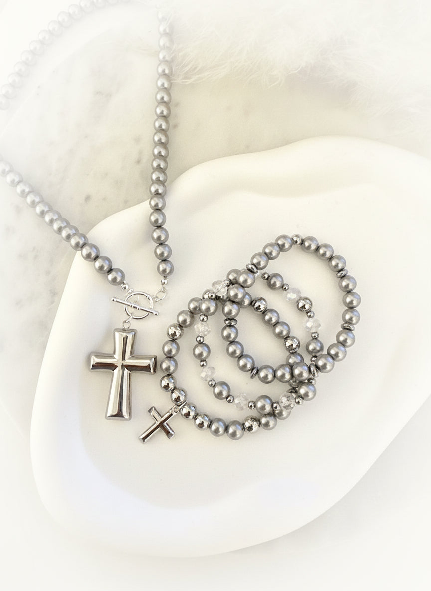 Chrome Contessa Bracelet Stack Adorn U