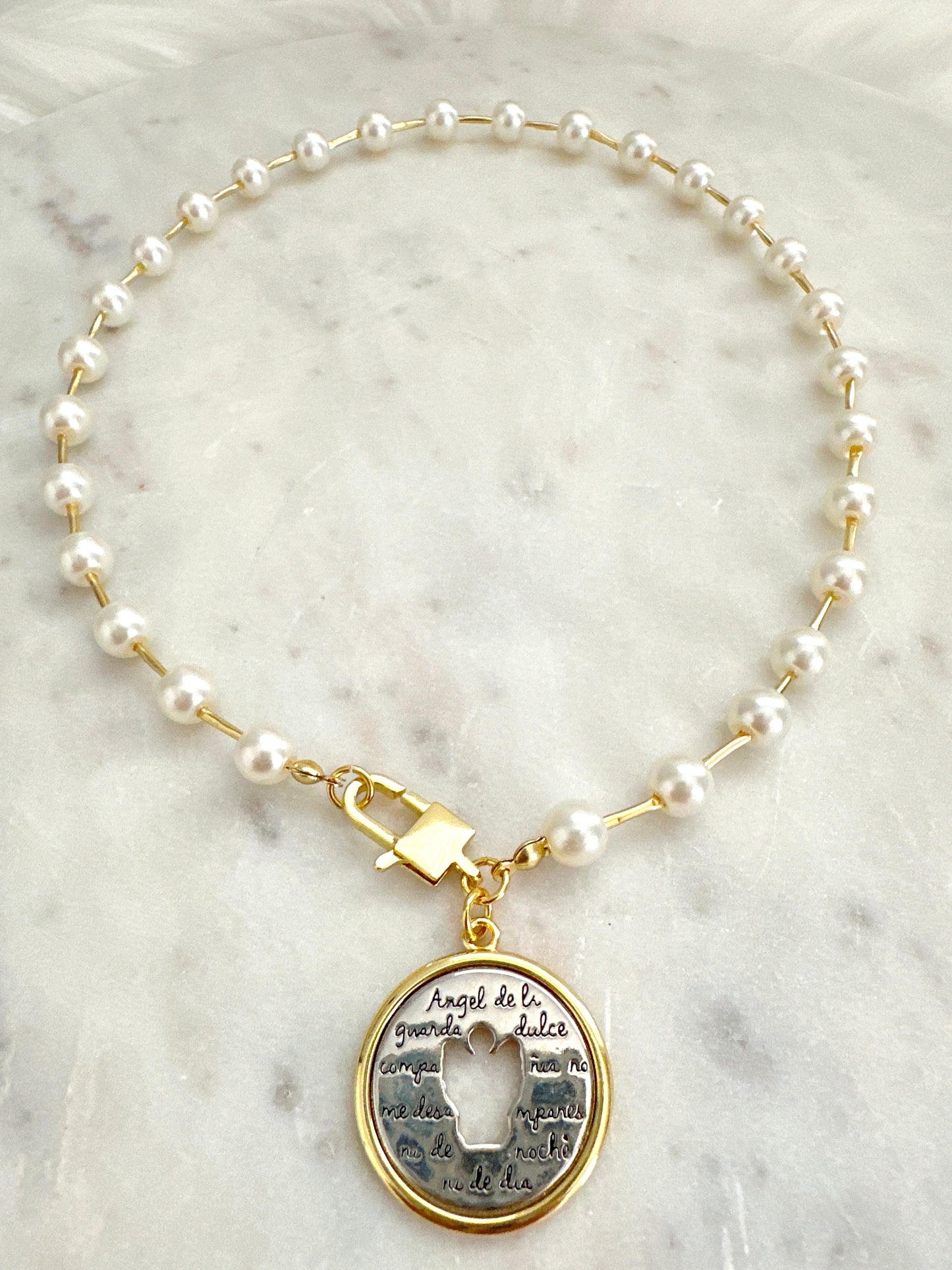 Angel De La Guardia Pearl Necklace Adorn U