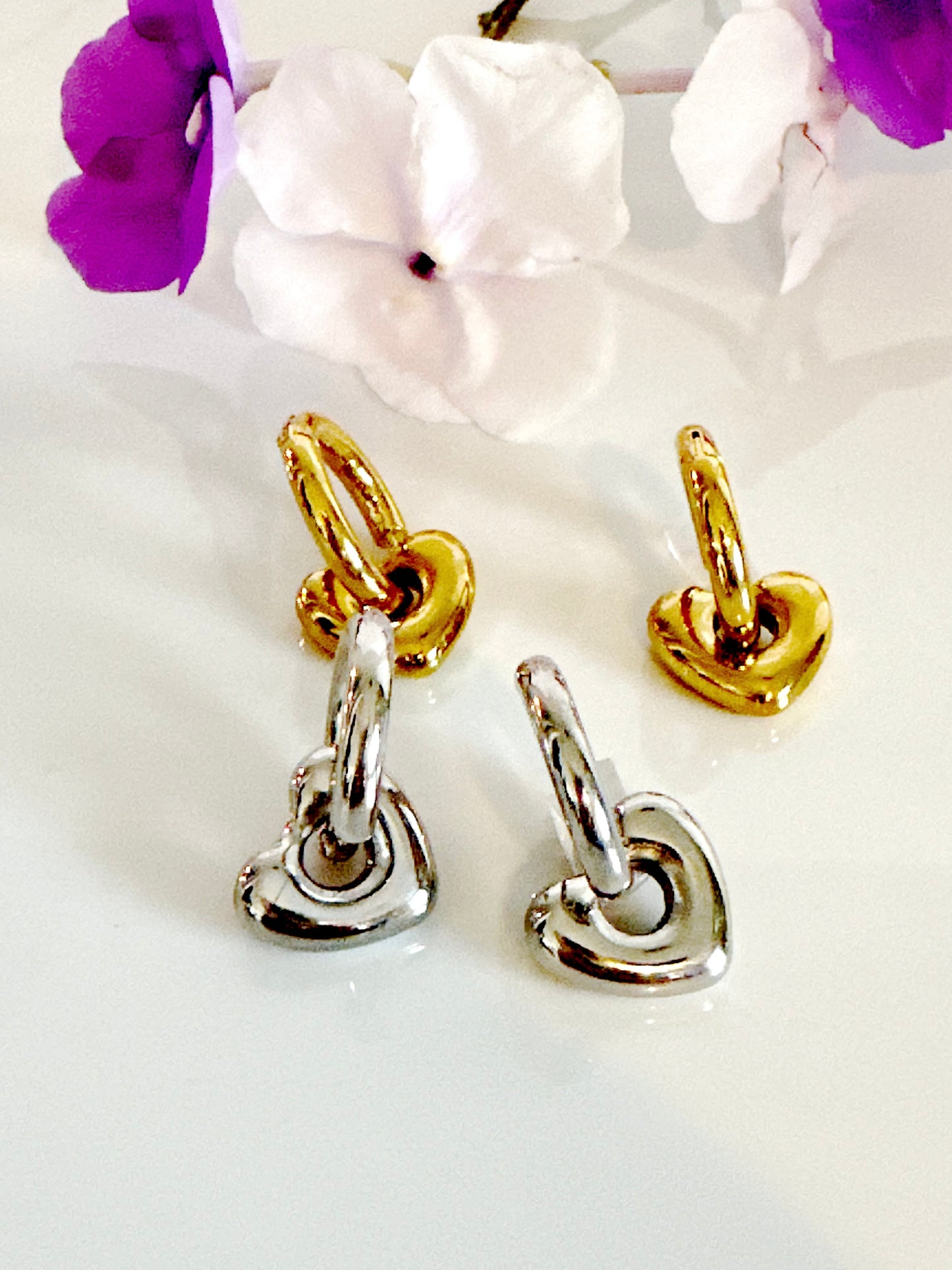 Puffy Heart Hoop Earrings - Adorn U