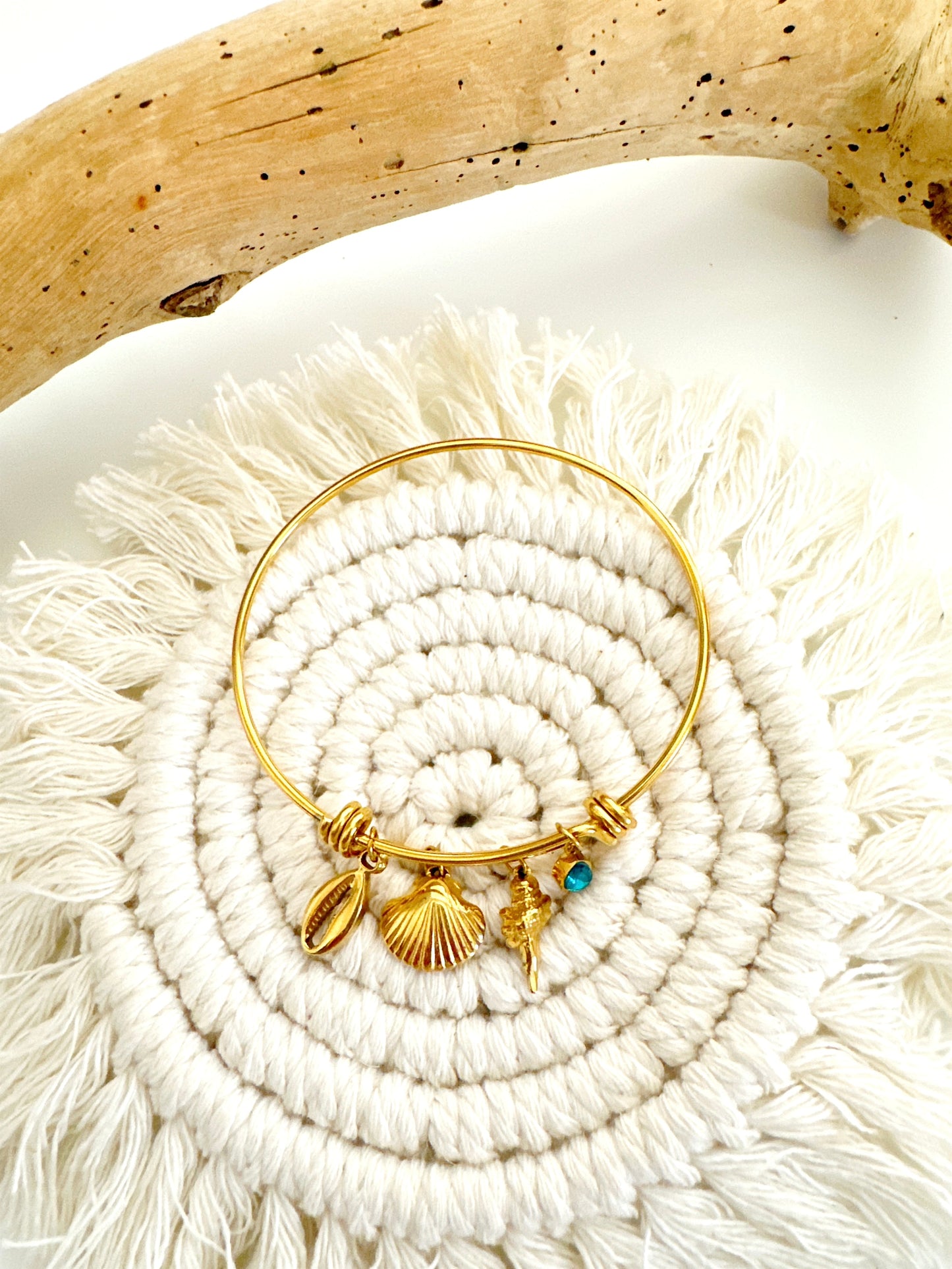 Sealife Charm Bangle Bracelet (Stainless Steel) Adorn U