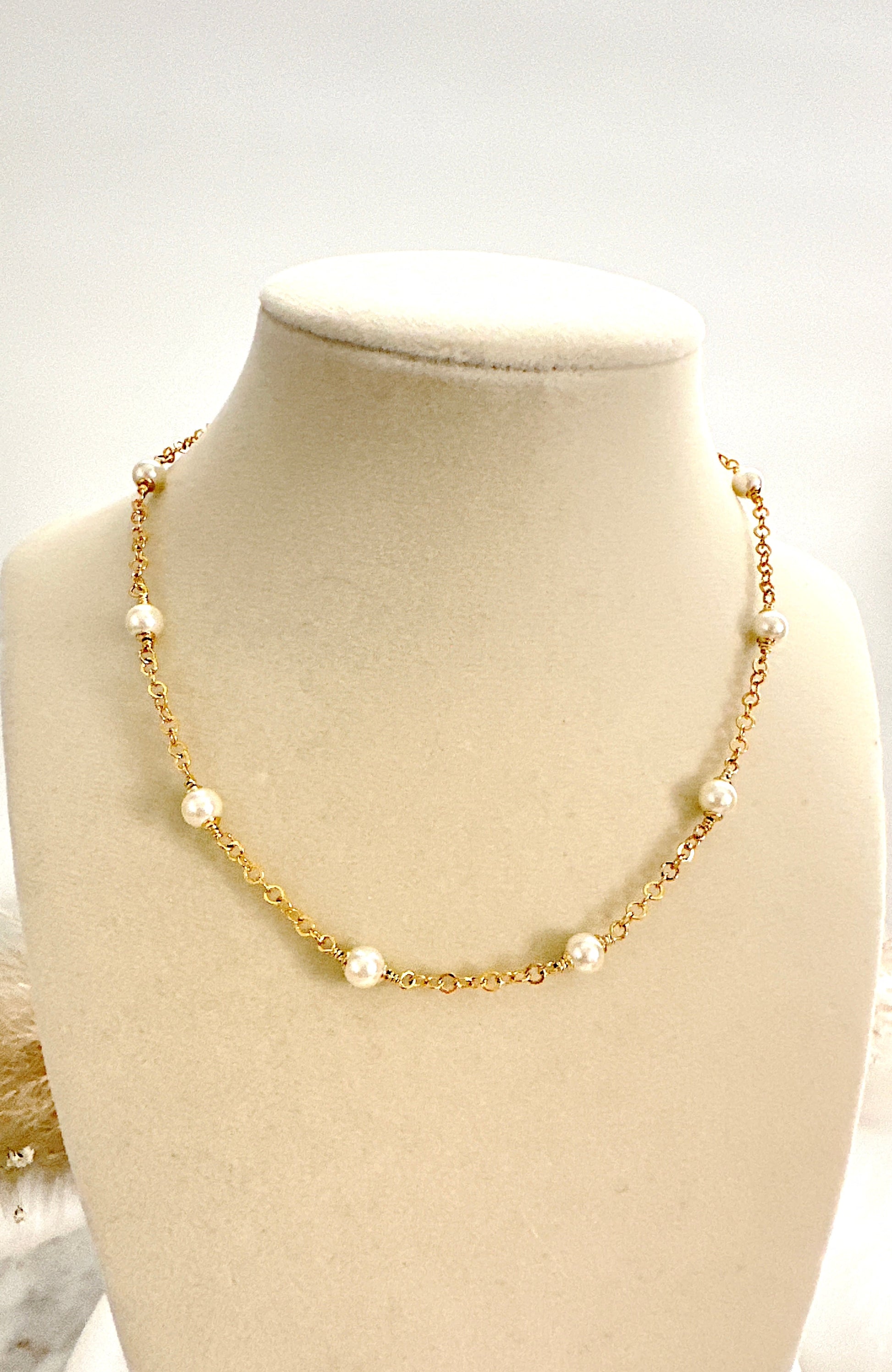 Stainless Steel Pearl Necklace and Bracelet Set Mayte Jewelry