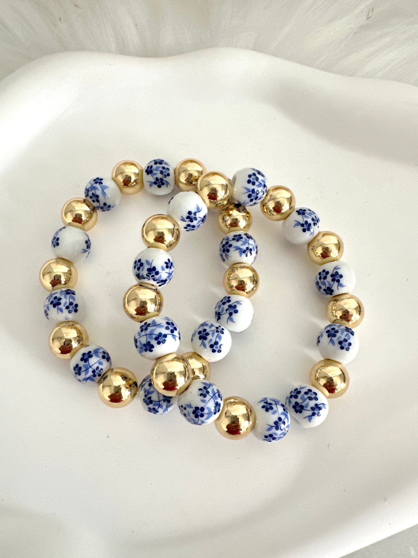 Large White and Blue Porcelain Stack Adorn U