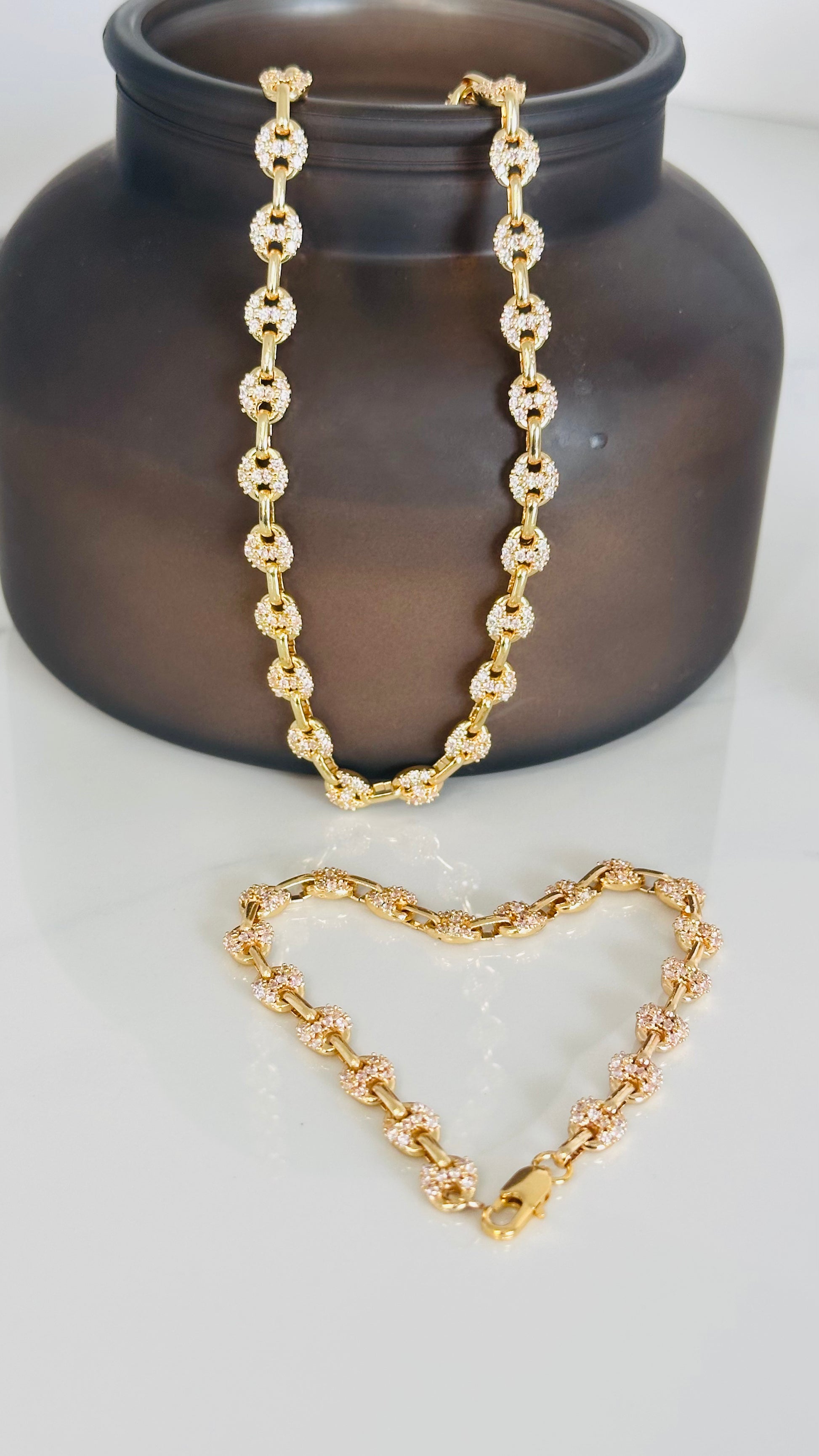 Puffy Mariner Necklace With White Micro Pave - Adorn U