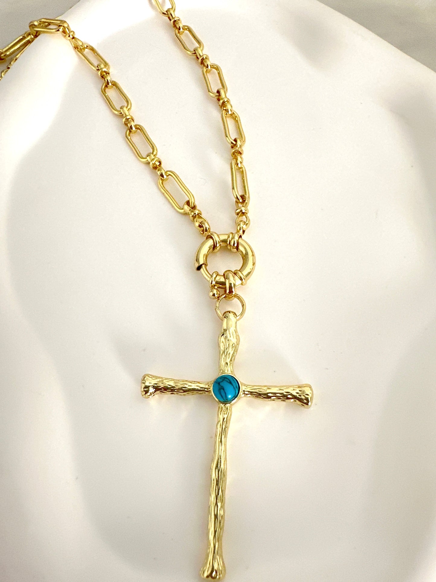 Turquoise Cross Necklace Adorn U