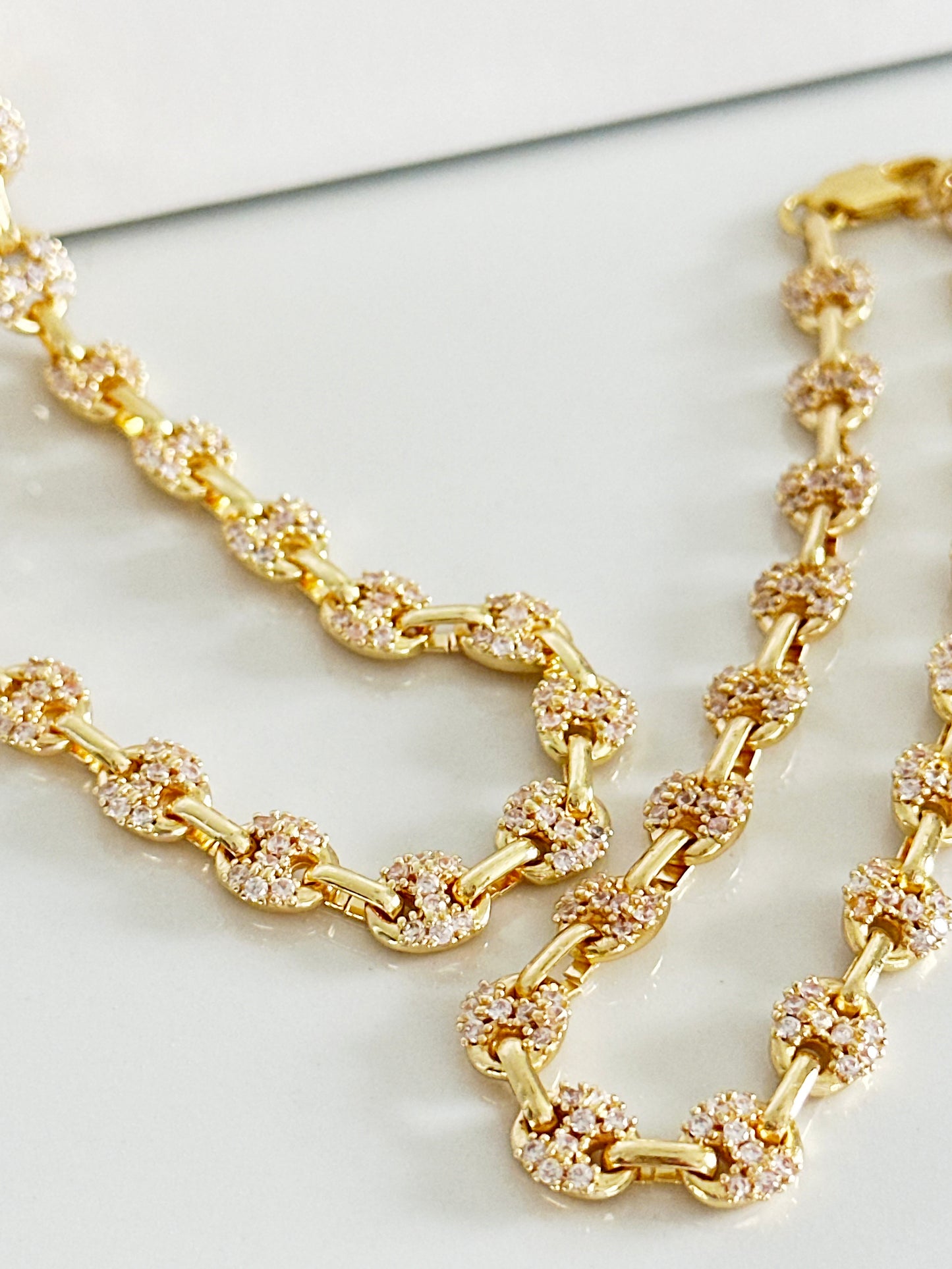 Puffy Mariner Necklace With White Micro Pave - Adorn U