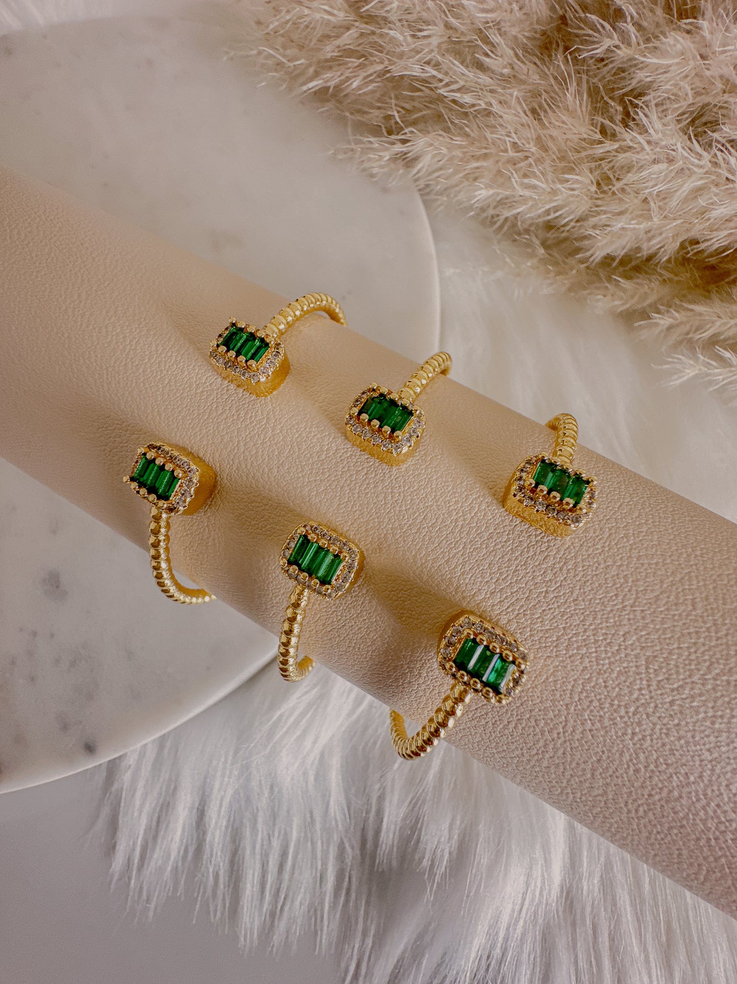 Emerald Green Stainless Steel Flexible Cuff - Adorn U