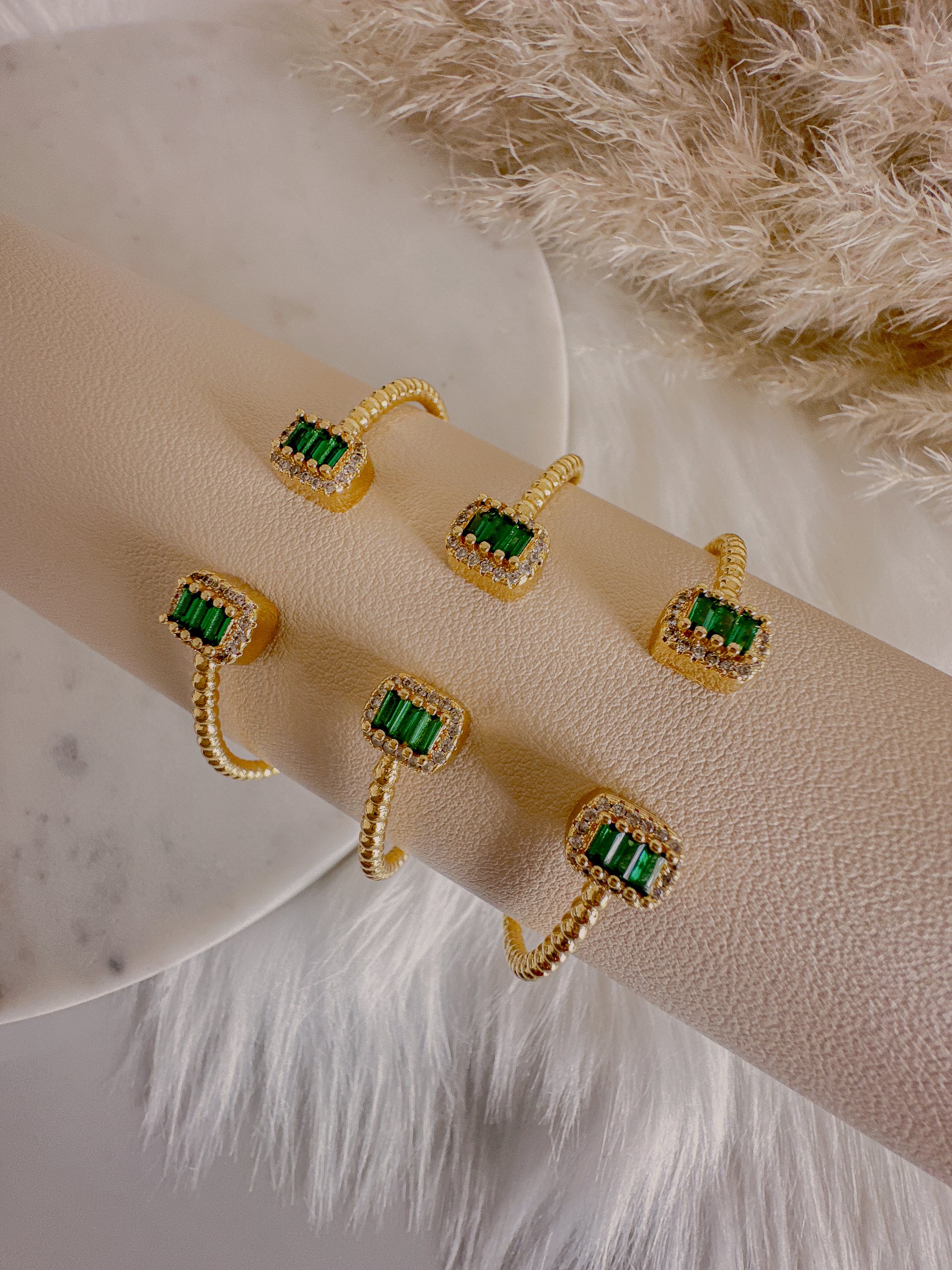 Emerald Green Stainless Steel Flexible Cuff - Adorn U