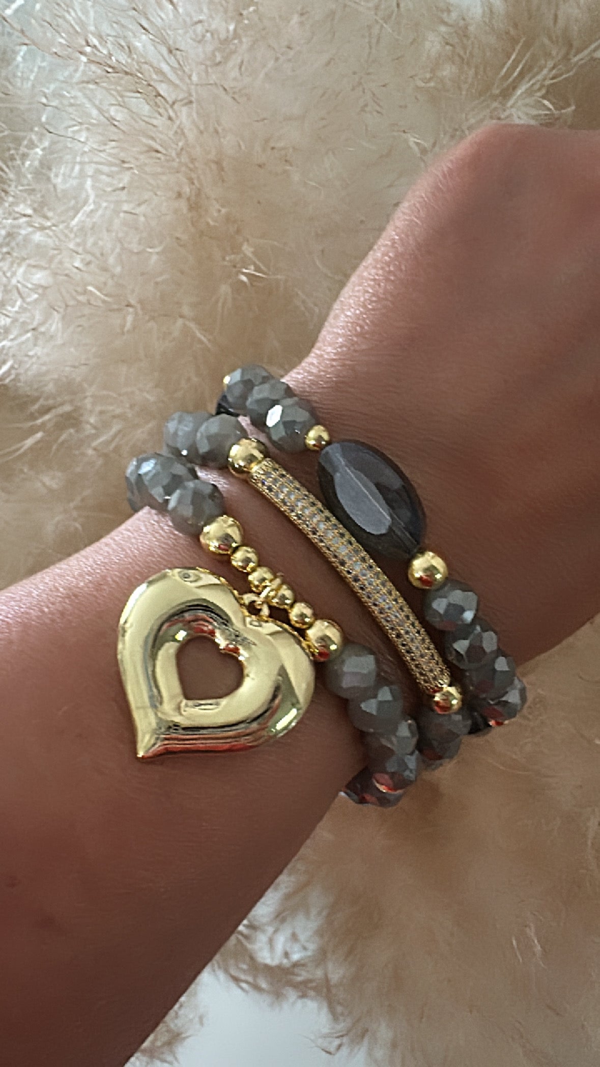 Smokey Heart Bracelet Stack Adorn U