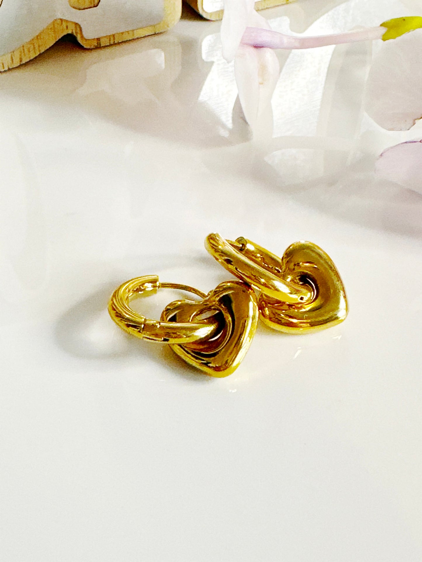 Puffy Heart Hoop Earrings - Adorn U