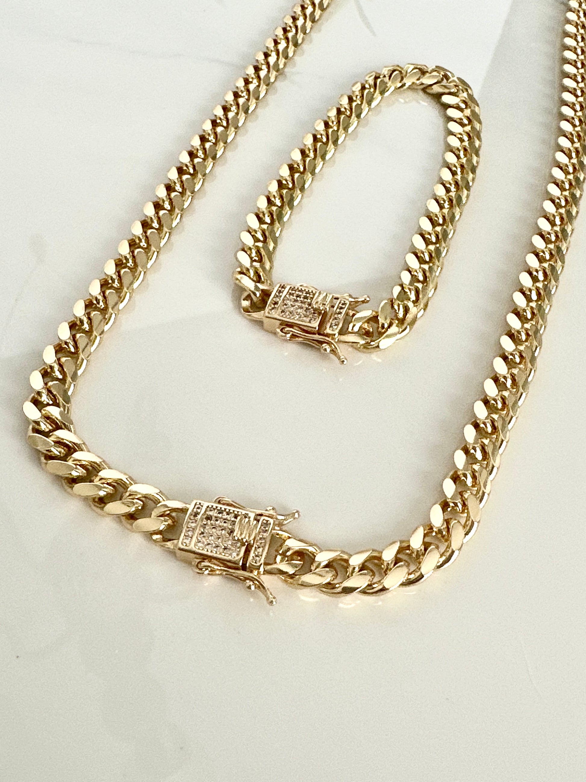 Cuban link (Monaco) necklace and bracelet set - Adorn U