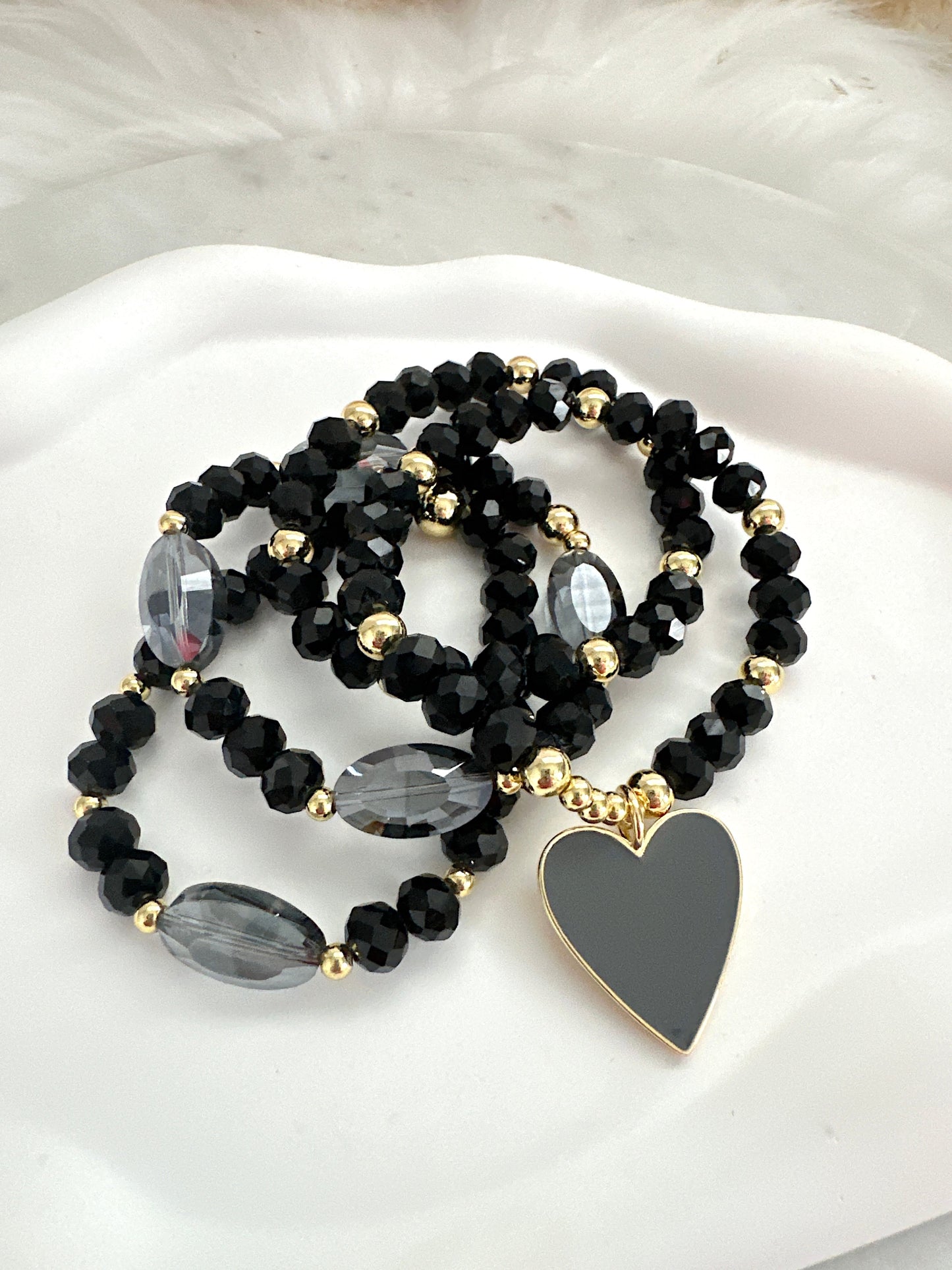 Black Tie Bracelet Stack Adorn U