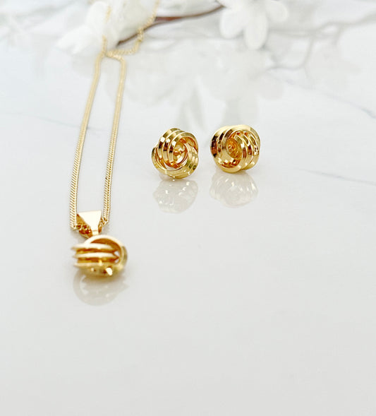 Love Knot Pendant & Earring Set - Adorn U