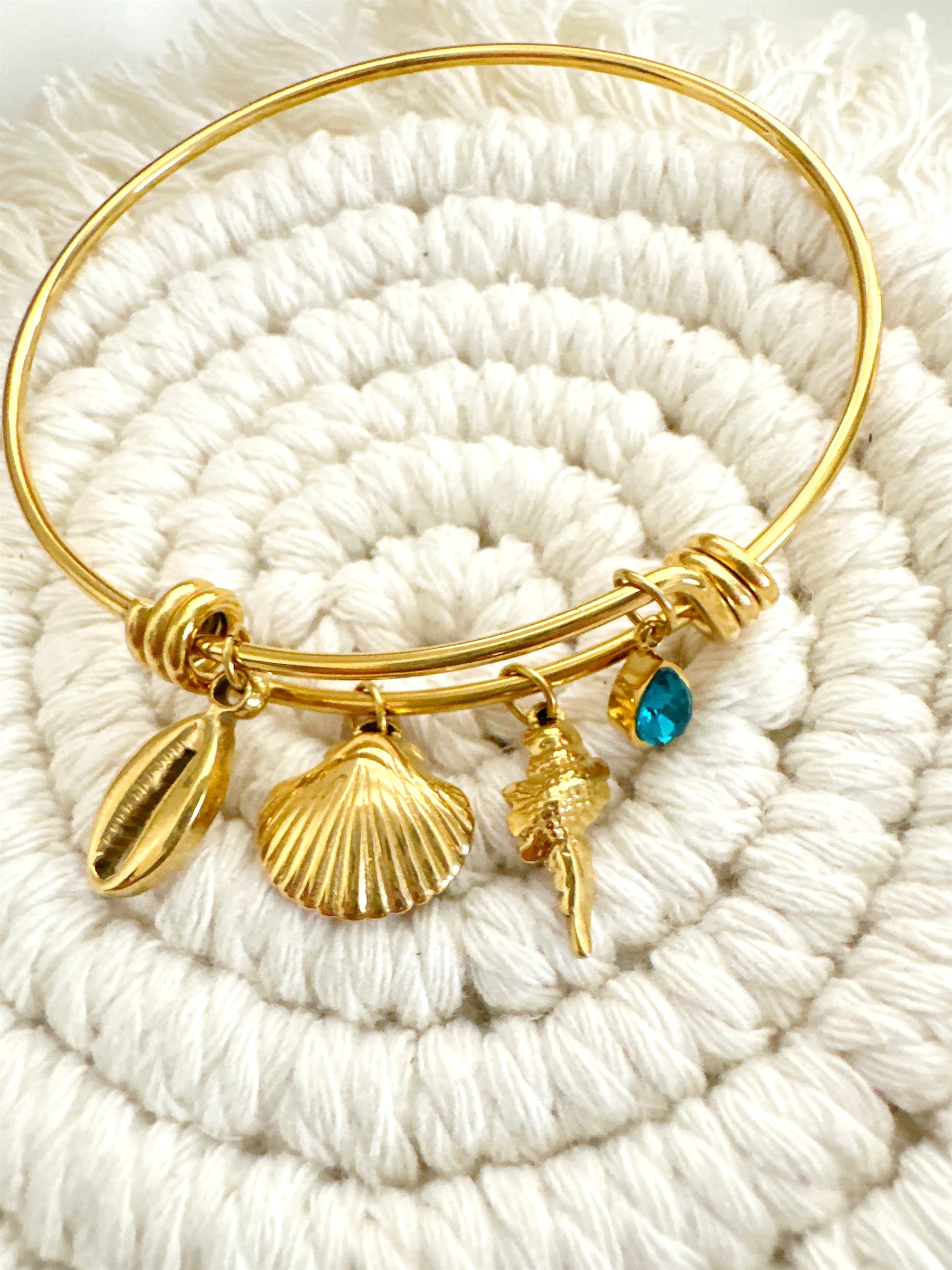 Sealife Charm Bangle Bracelet (Stainless Steel) Adorn U