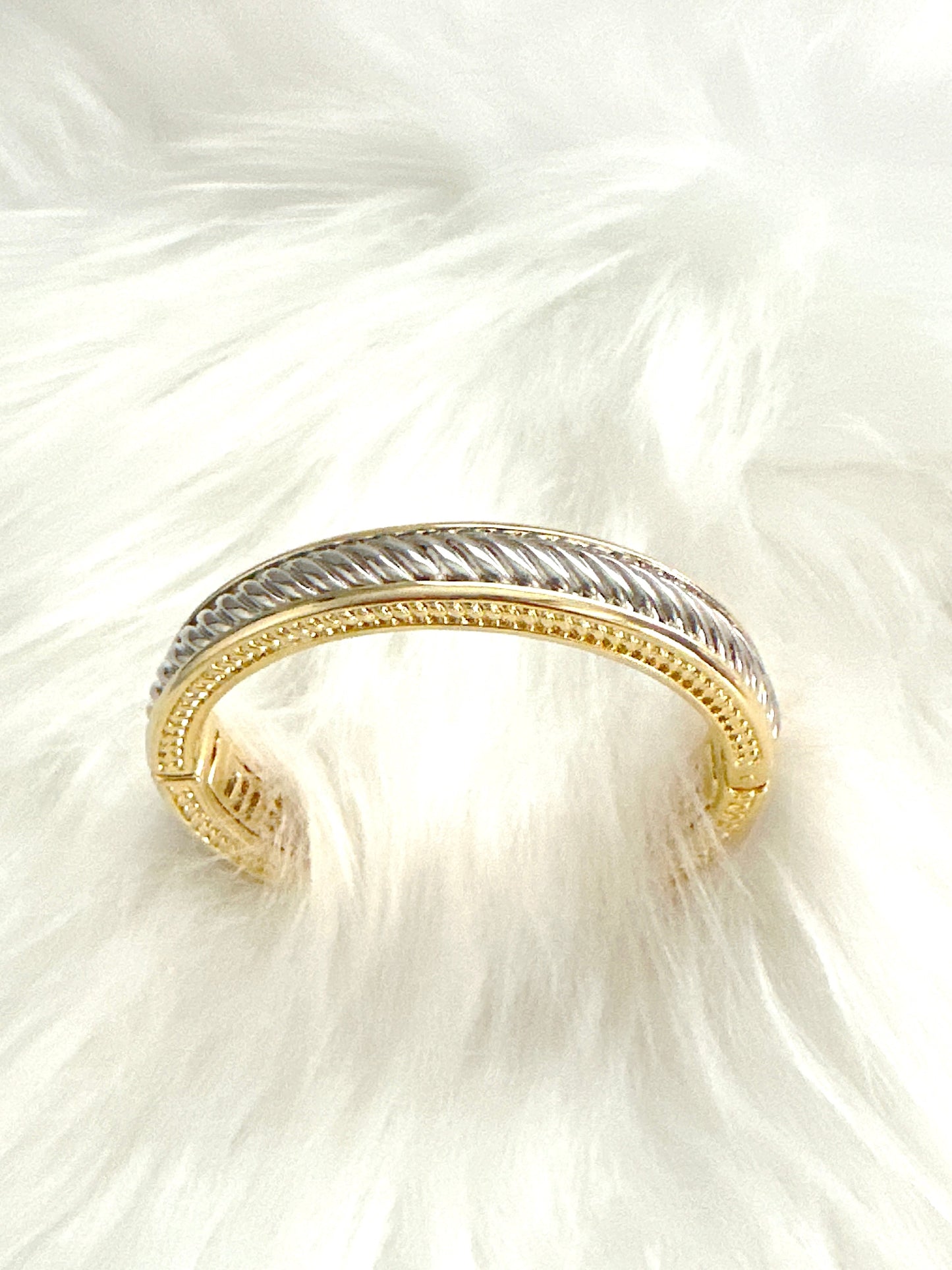 Chunky Classic Two Toned Cable Bangle Adorn U