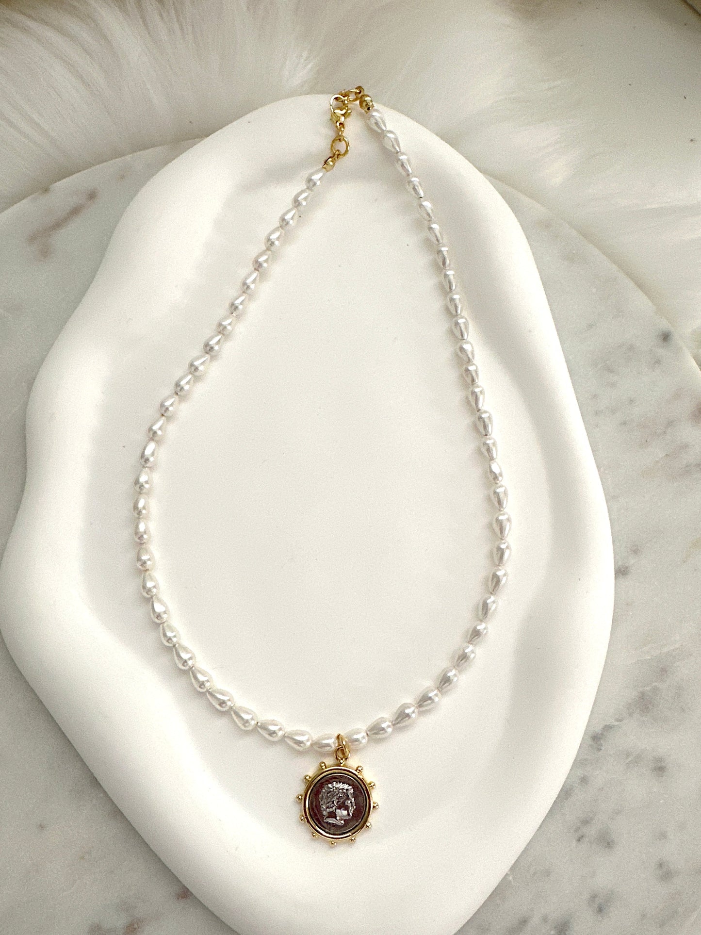 Coin Pearl Necklace Adorn U