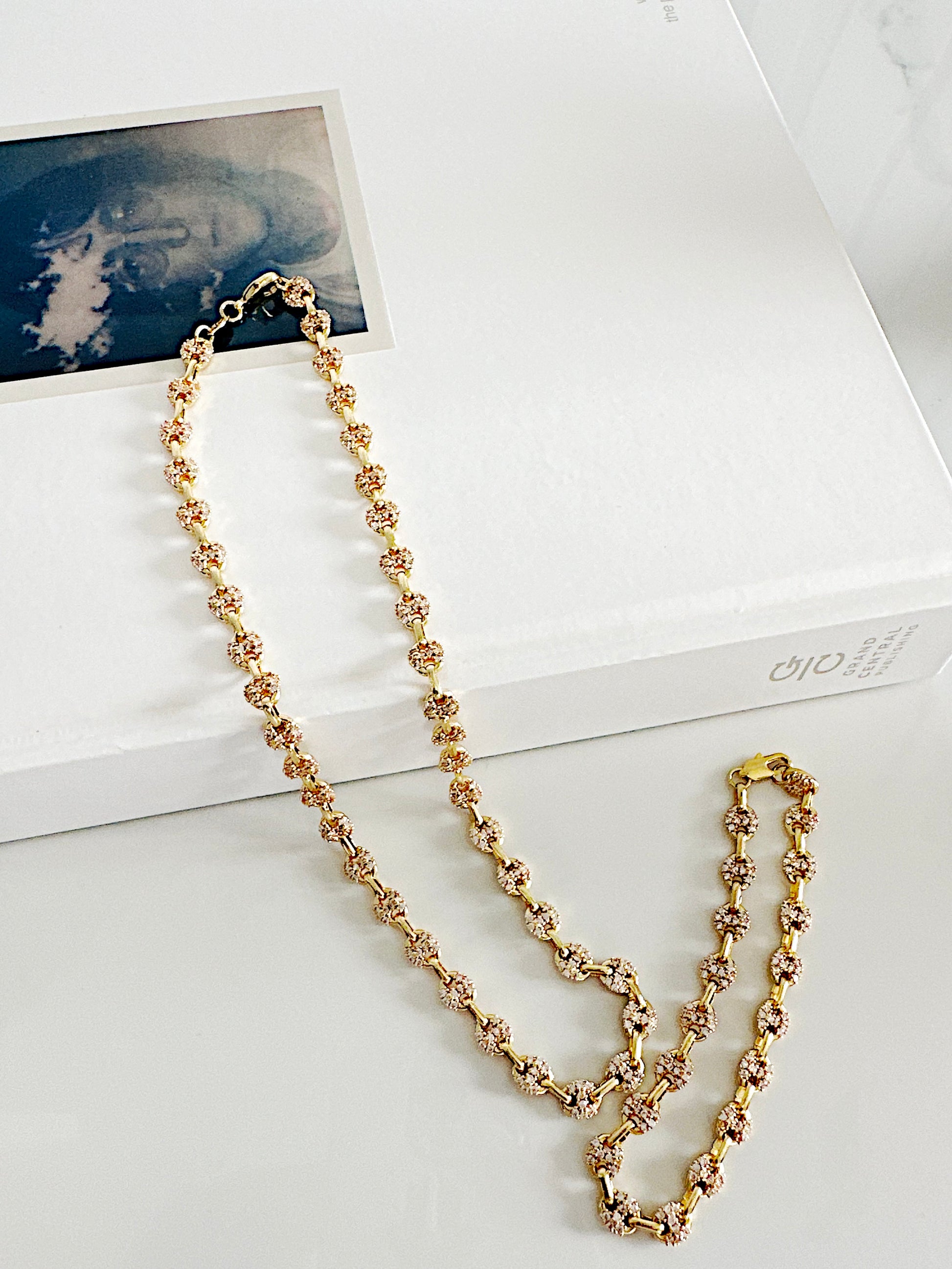 Puffy Mariner Necklace With White Micro Pave - Adorn U