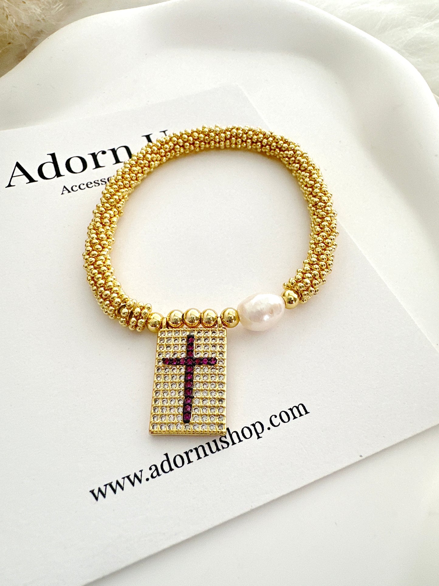 Red Cross Stretch Bracelet