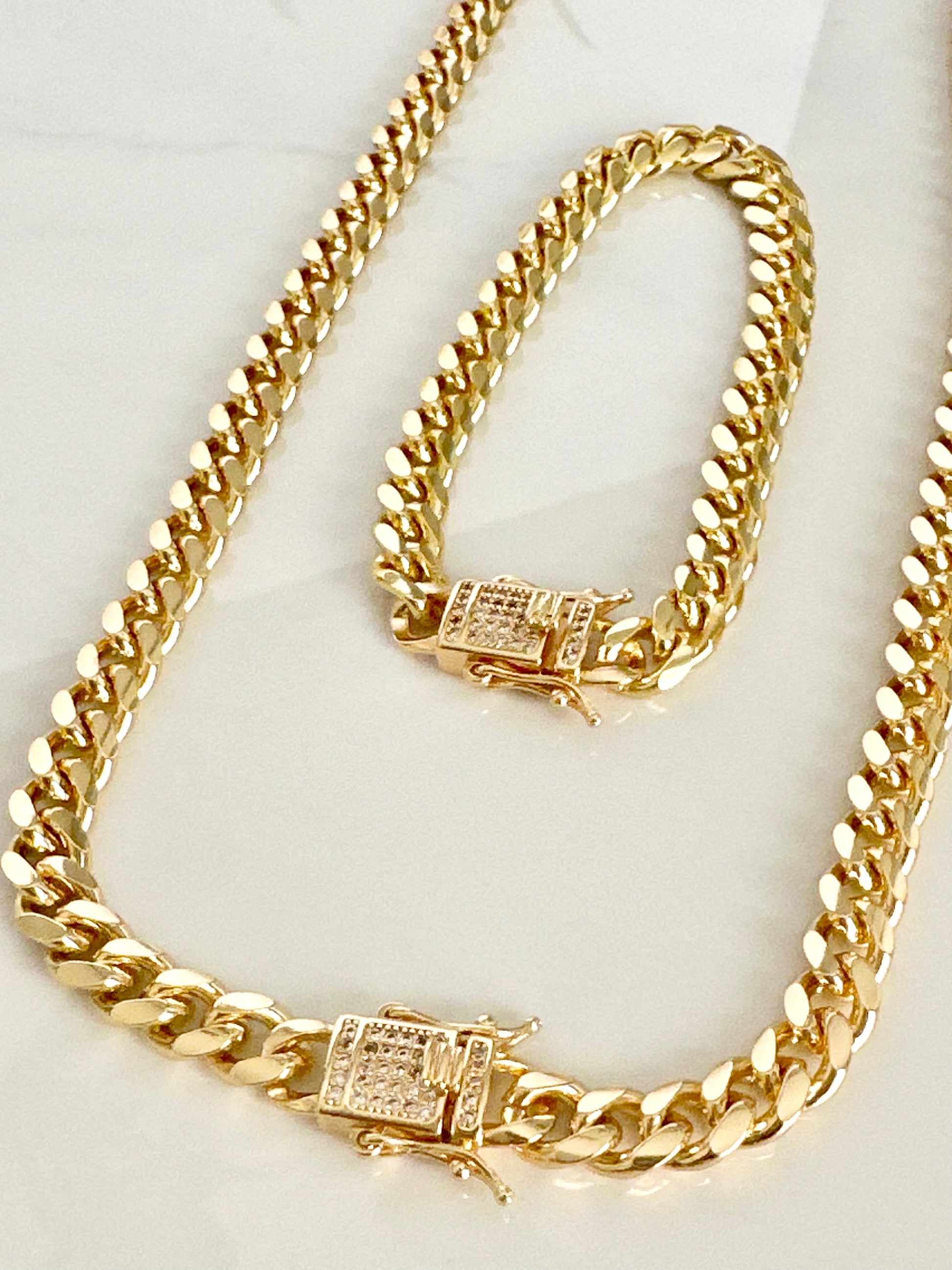 Cuban link (Monaco) necklace and bracelet set - Adorn U