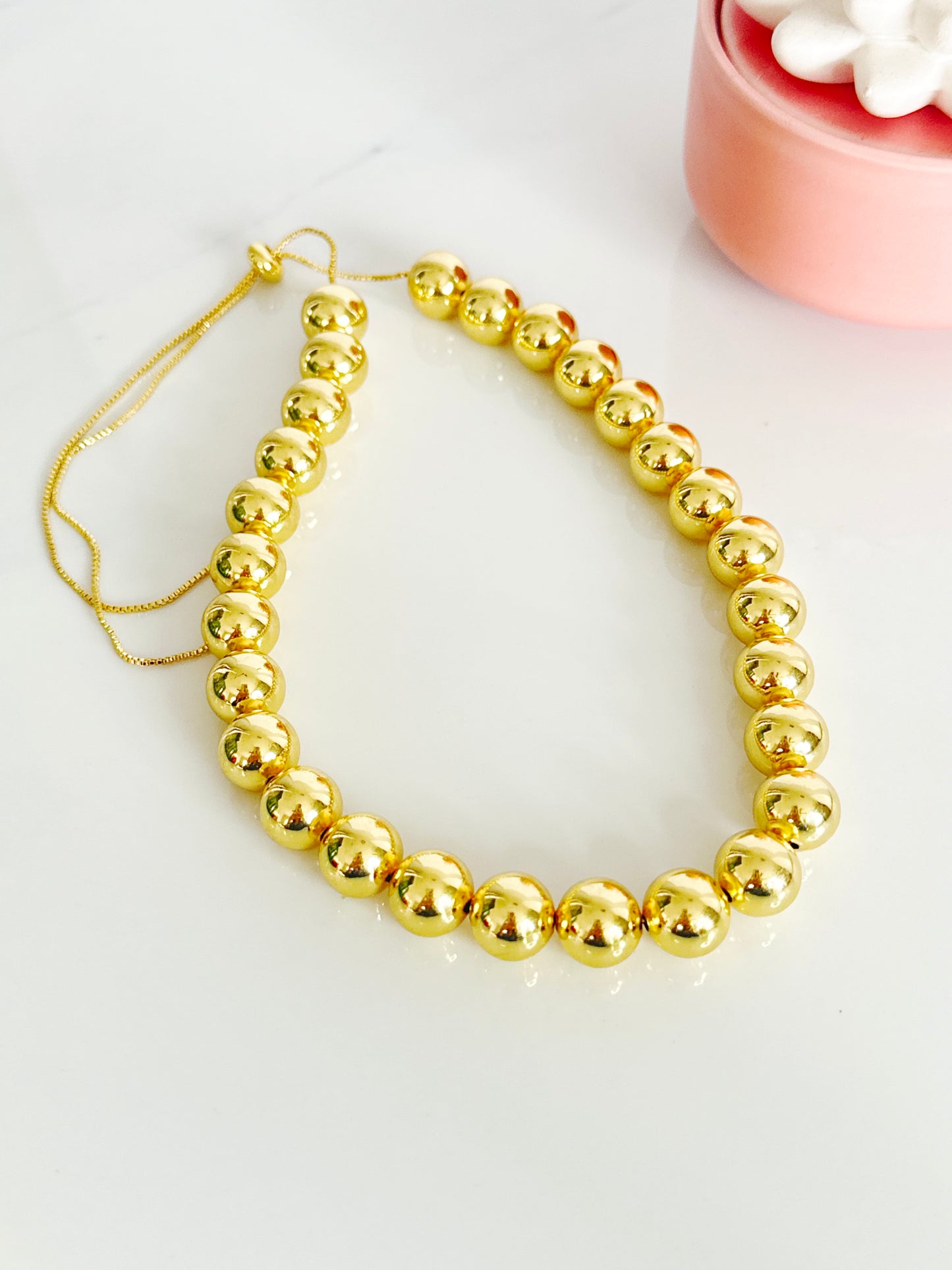 Gold plated beaded necklace - Adorn U