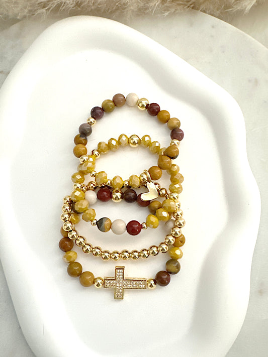 Agate Bead Bracelet Set Adorn U