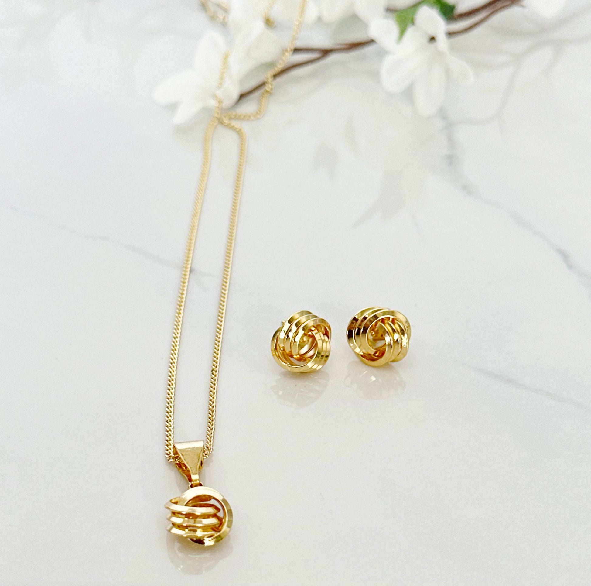 Love Knot Pendant & Earring Set - Adorn U