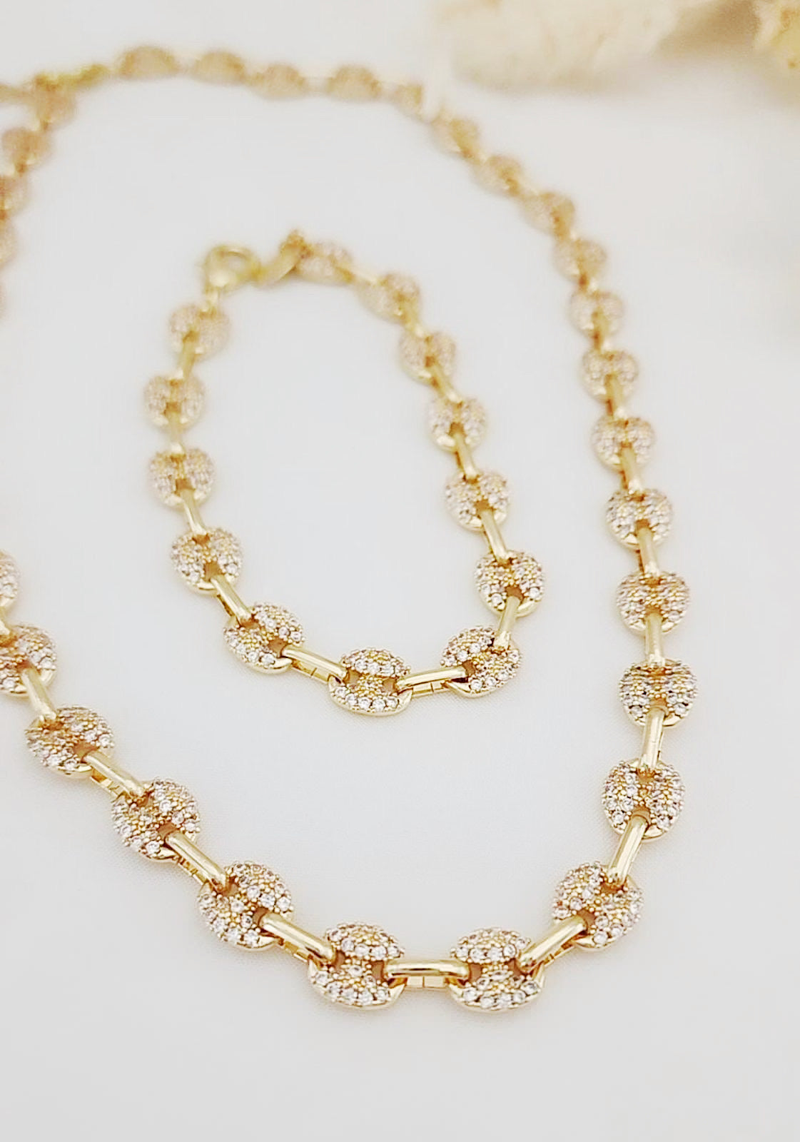 Puffy Mariner Necklace With White Micro Pave - Adorn U