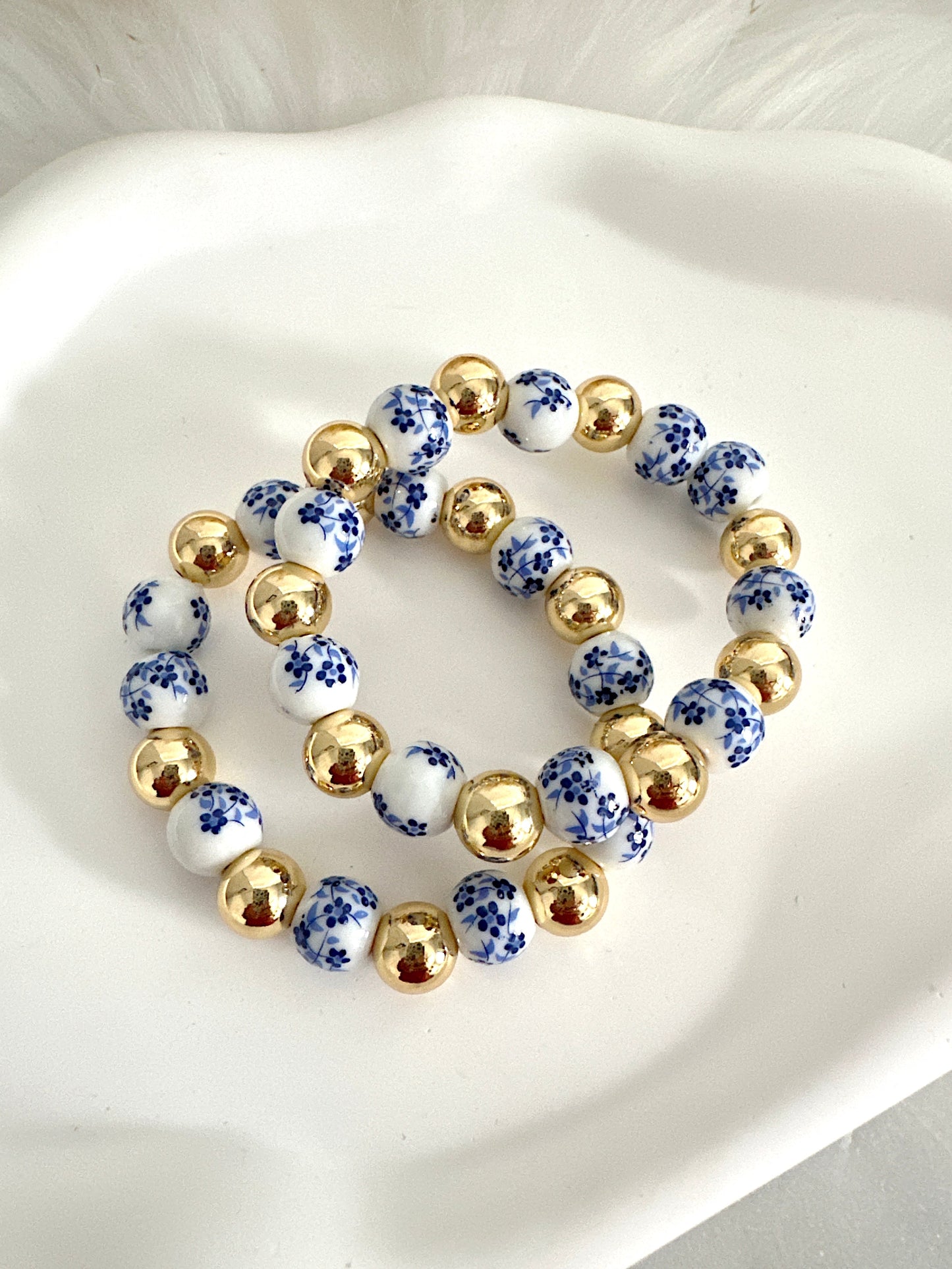 Large White and Blue Porcelain Stack Adorn U