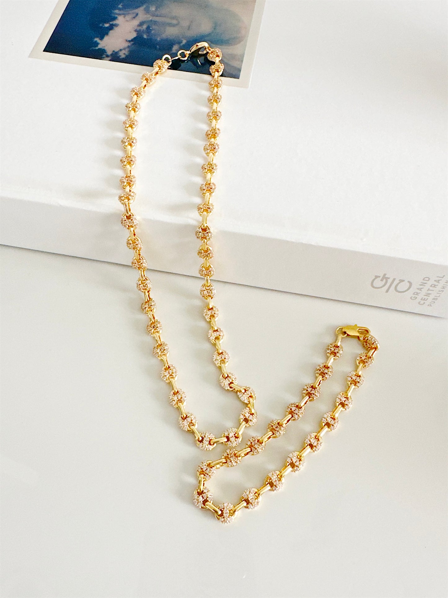 Puffy Mariner Necklace With White Micro Pave - Adorn U