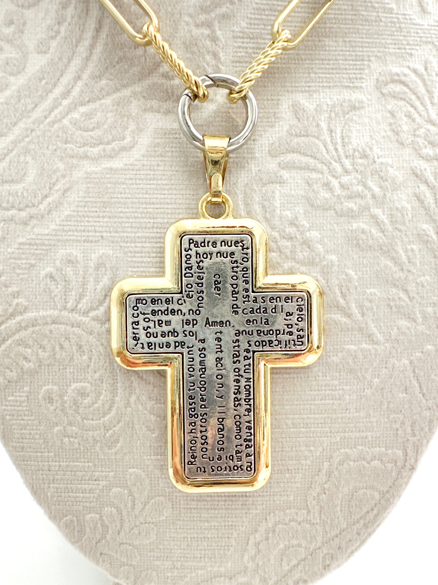 Two Toned Cross Necklace Adorn U