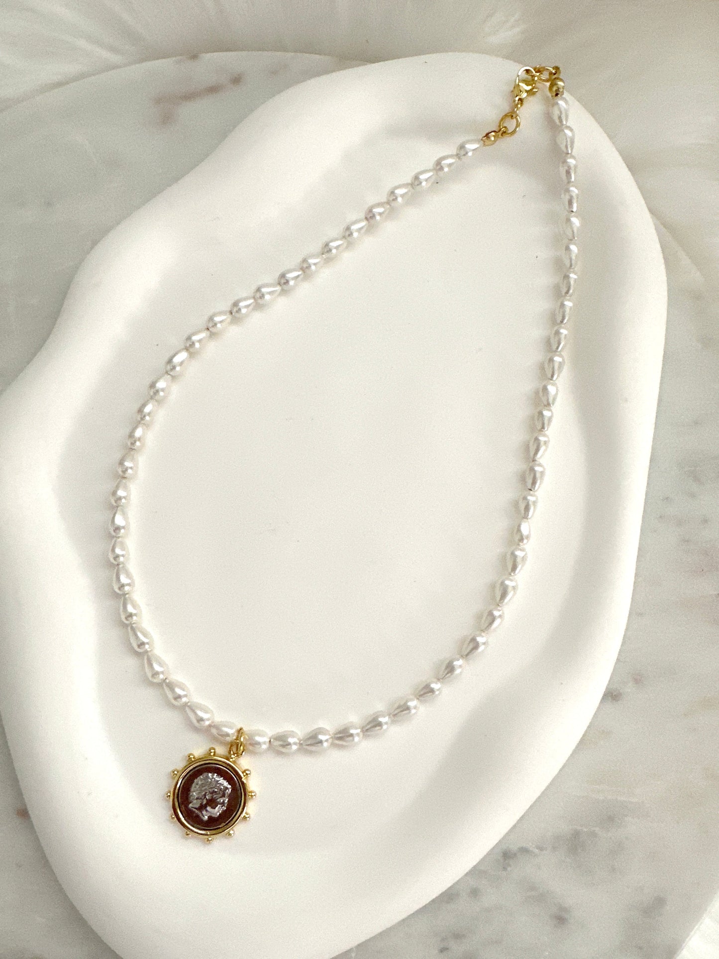 Coin Pearl Necklace Adorn U