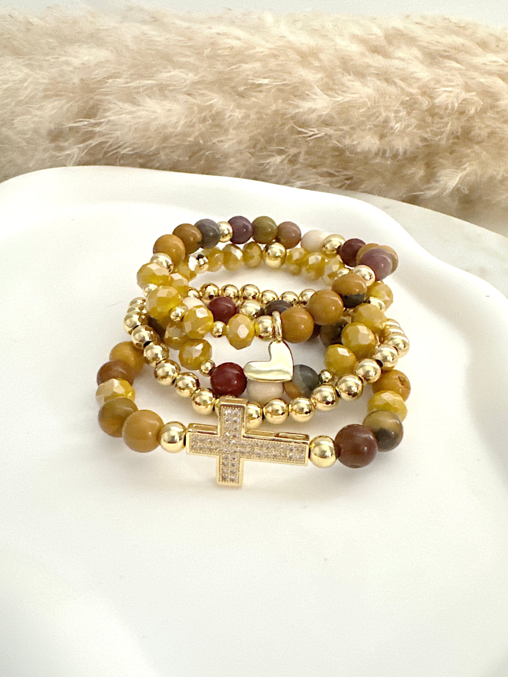 Agate Bead Bracelet Set Adorn U
