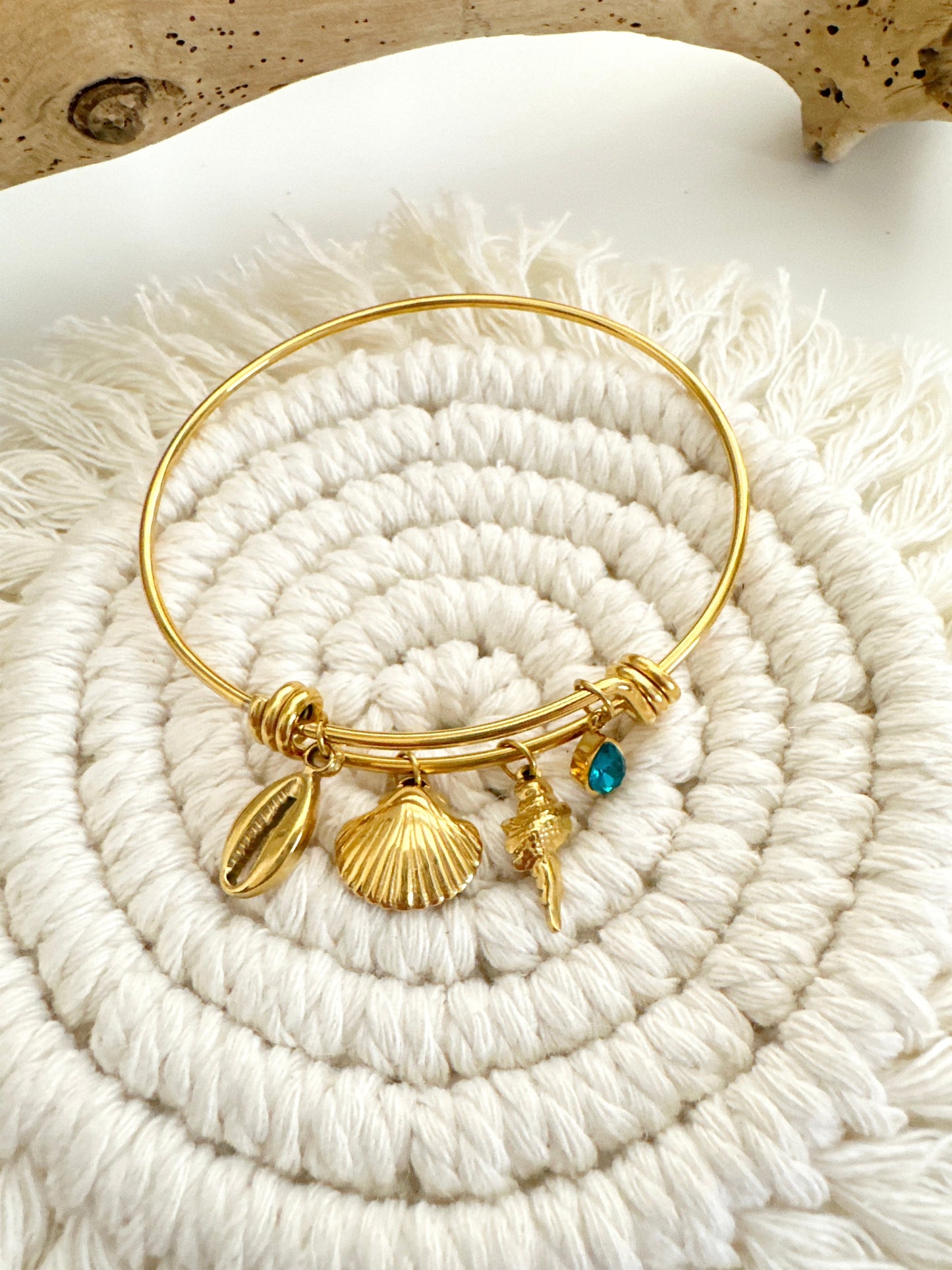 Sealife Charm Bangle Bracelet (Stainless Steel) Adorn U