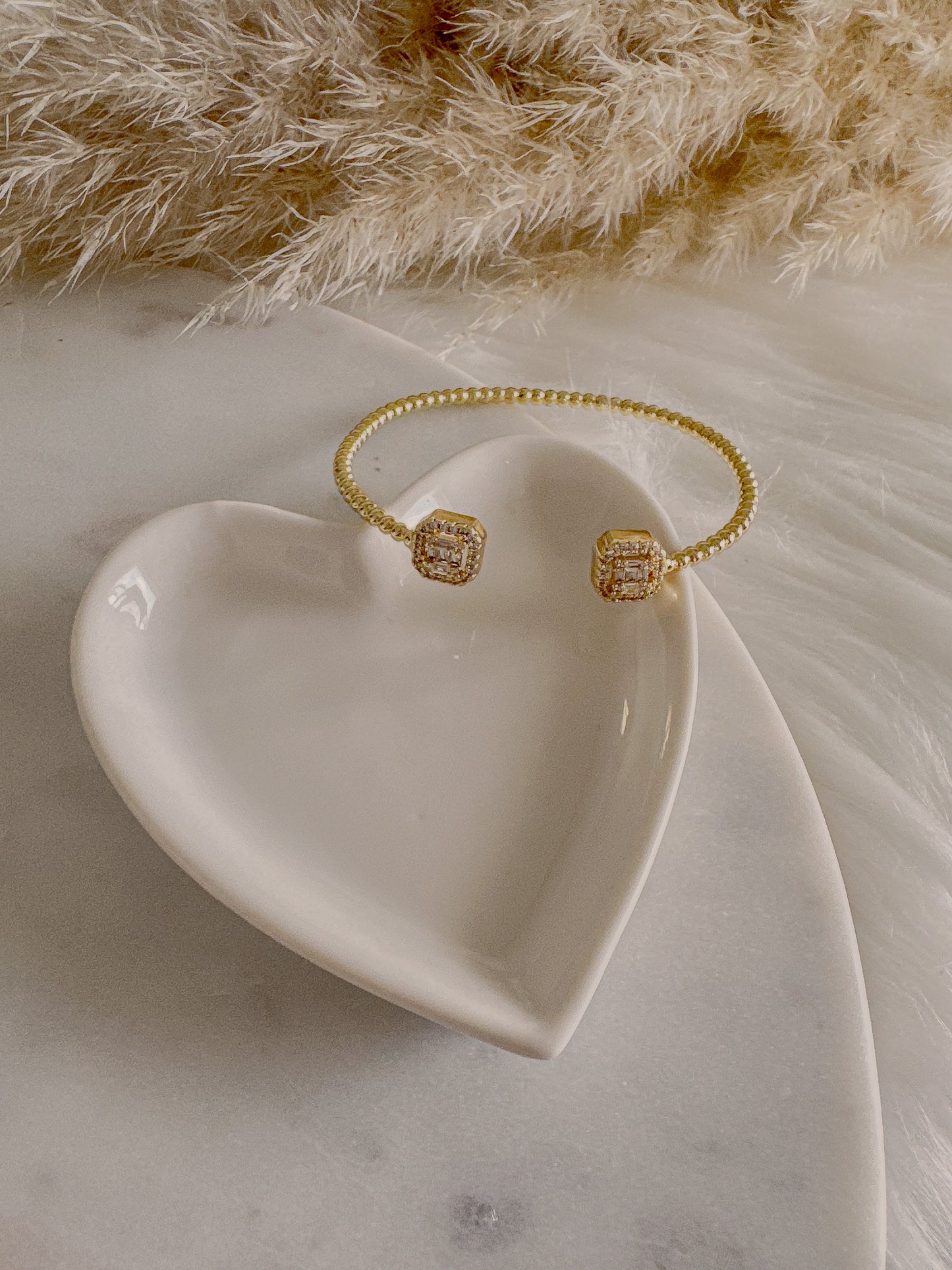 White Stone Adjustable Cuff - Adorn U