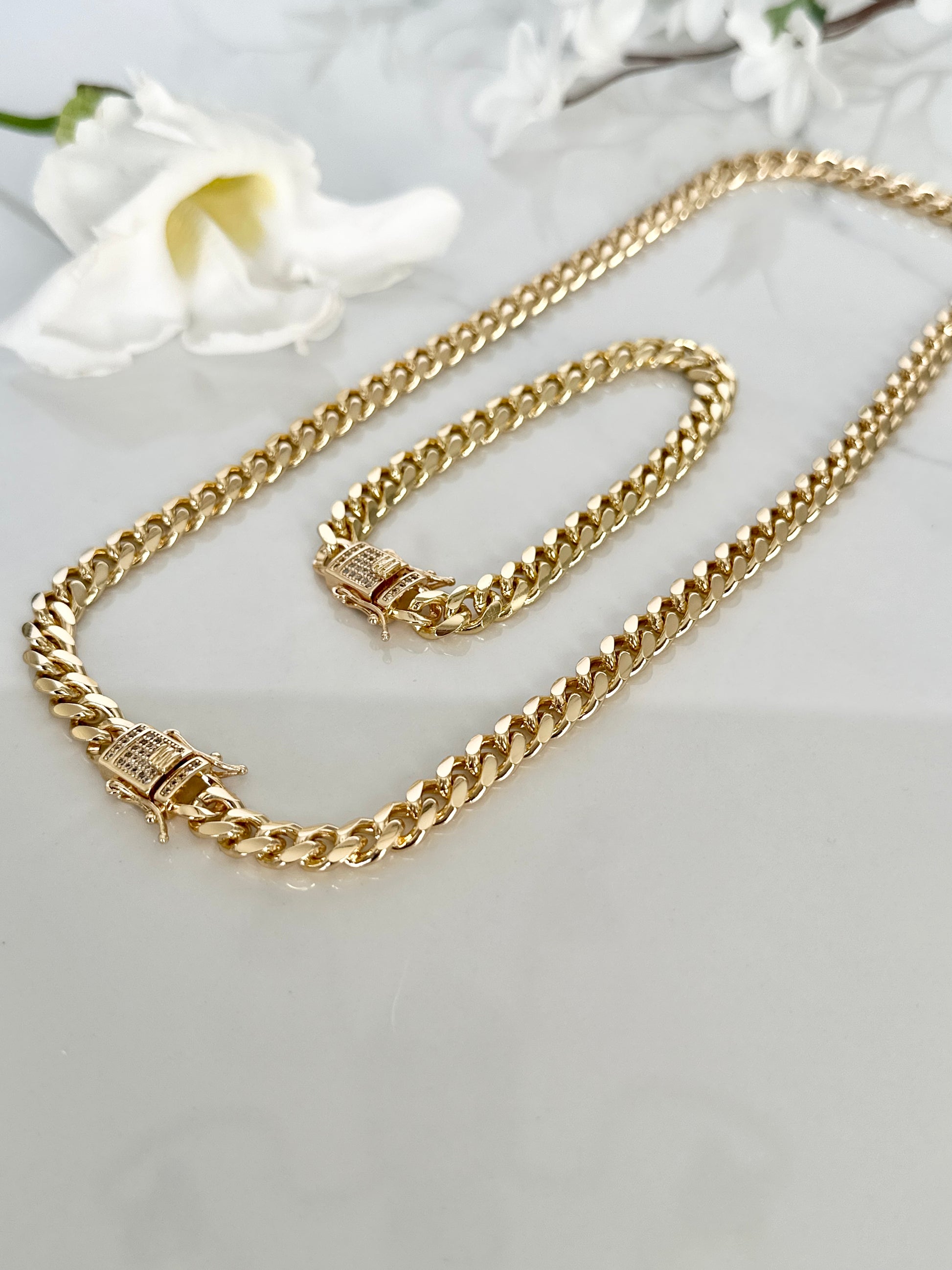 Cuban link (Monaco) necklace and bracelet set - Adorn U