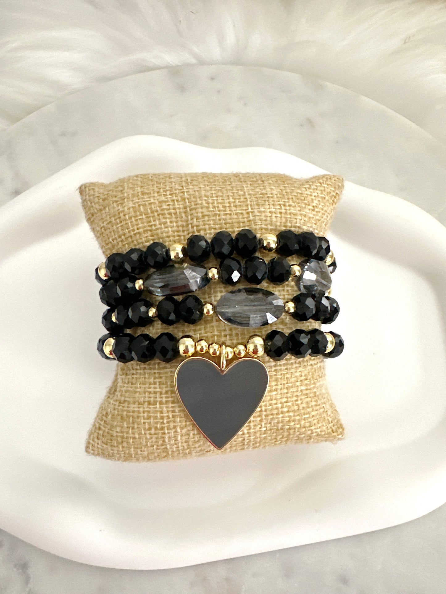 Black Tie Bracelet Stack Adorn U