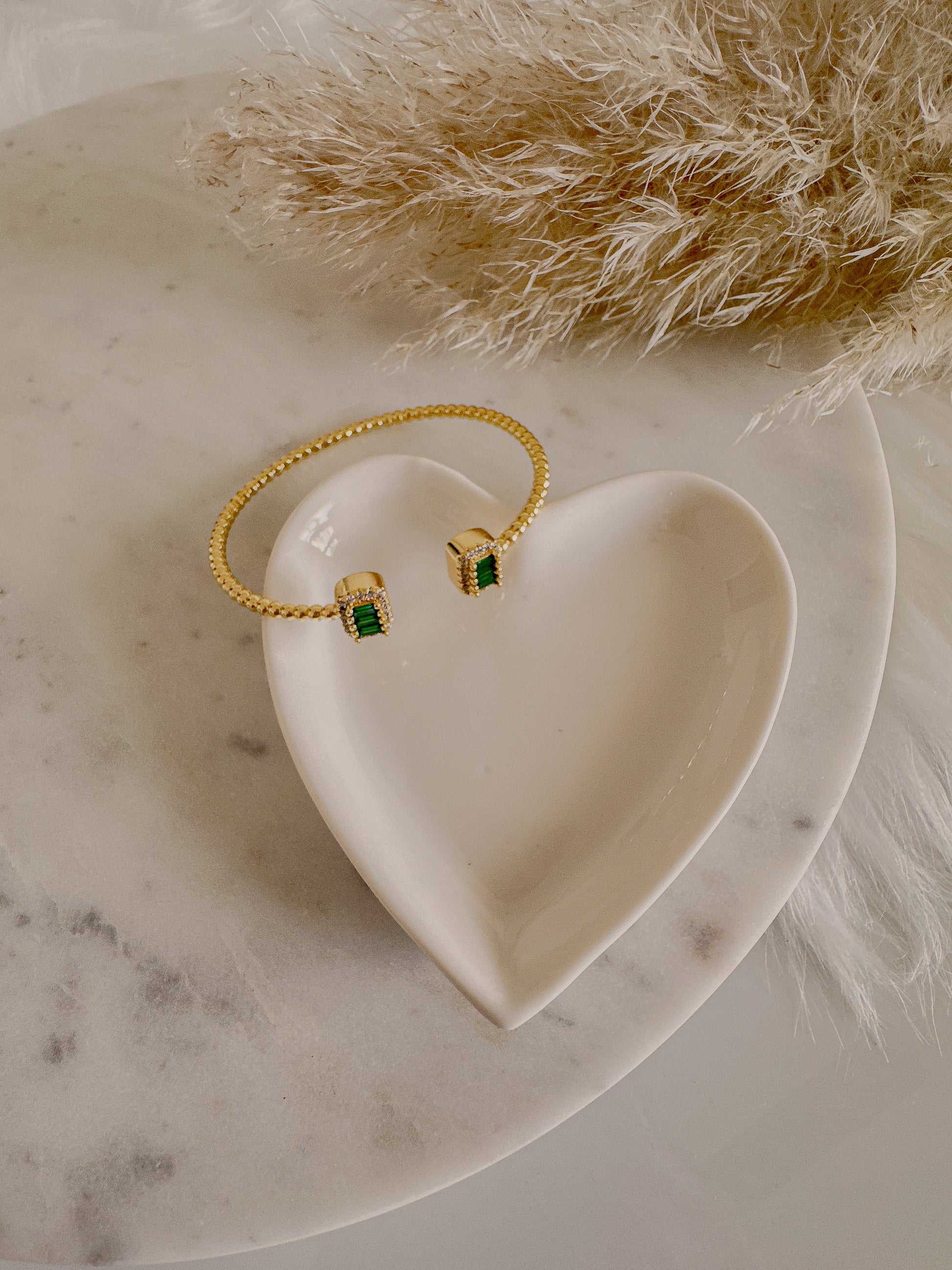 Emerald Green Stainless Steel Flexible Cuff - Adorn U