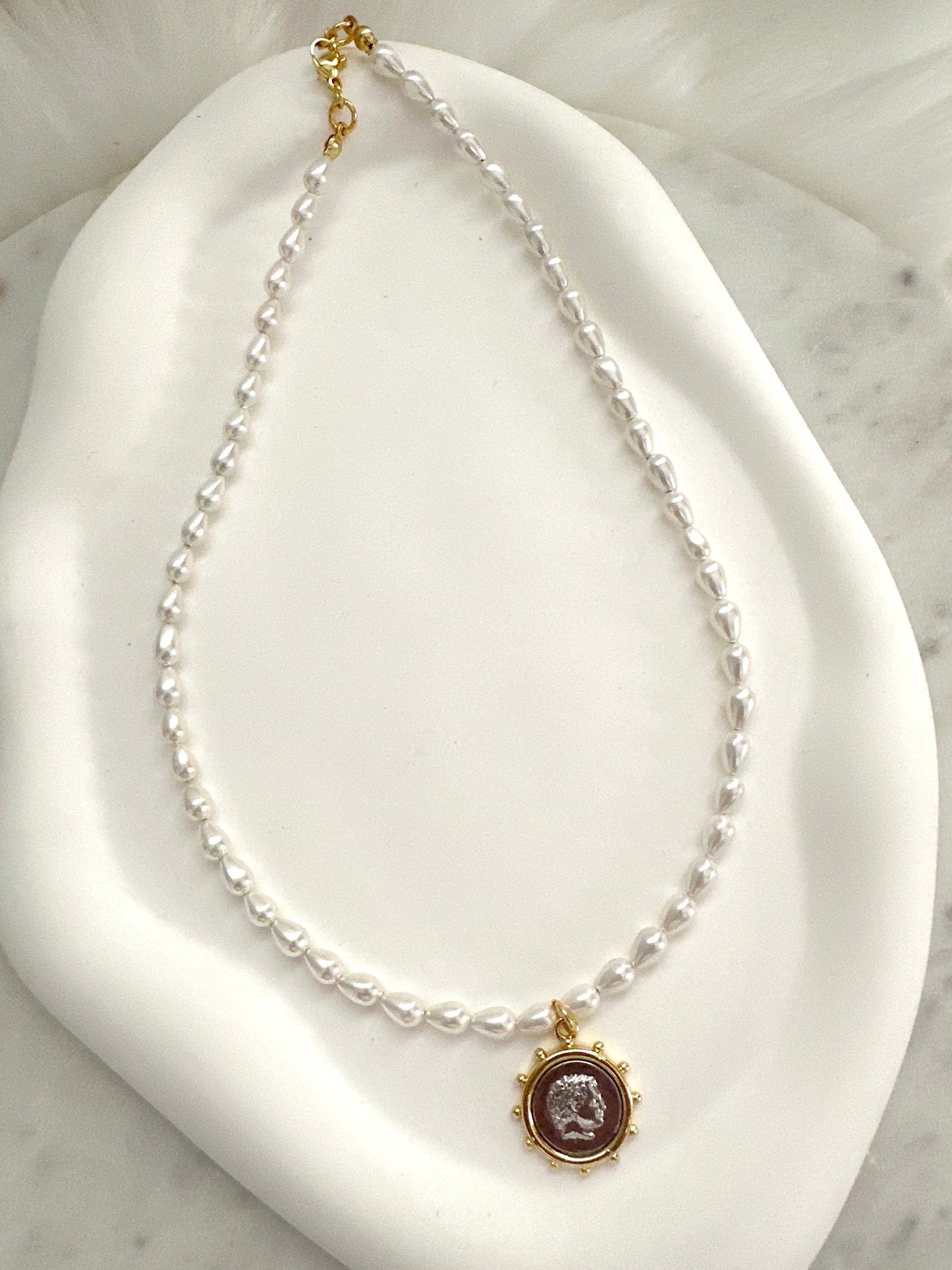 Coin Pearl Necklace Adorn U