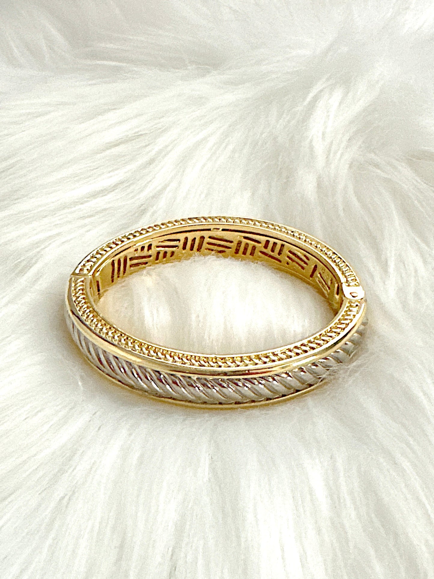 Chunky Classic Two Toned Cable Bangle Adorn U