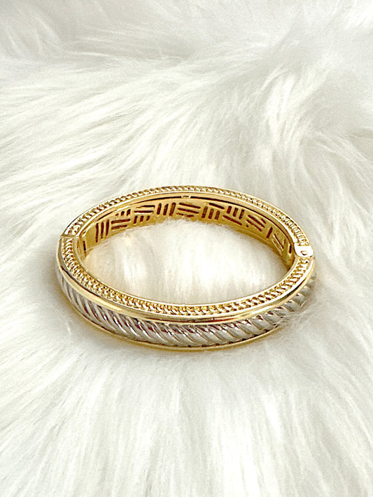 Chunky Classic Two Toned Cable Bangle Adorn U