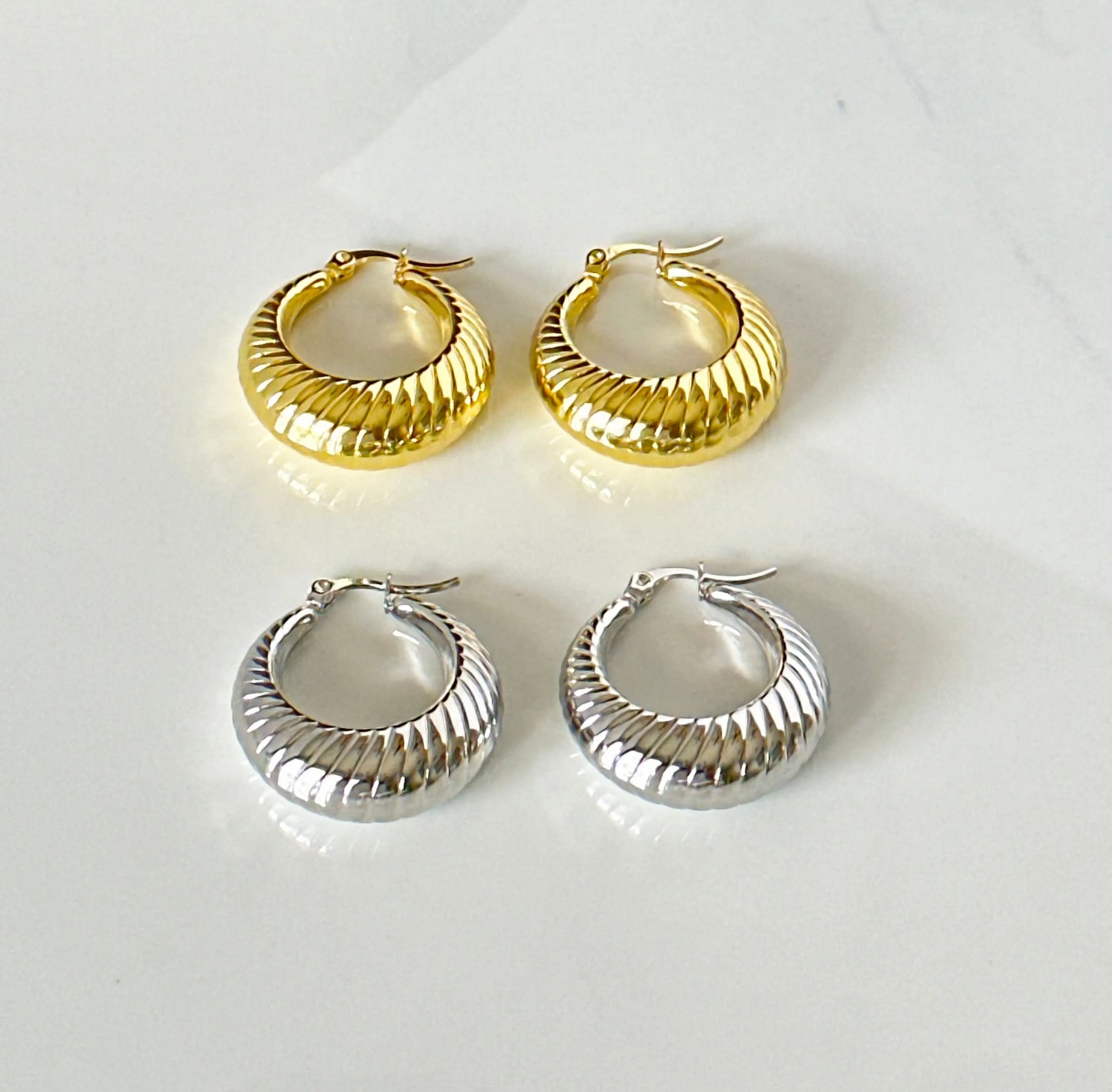 Ribbed Ribbon Bottom Hoop - Adorn U