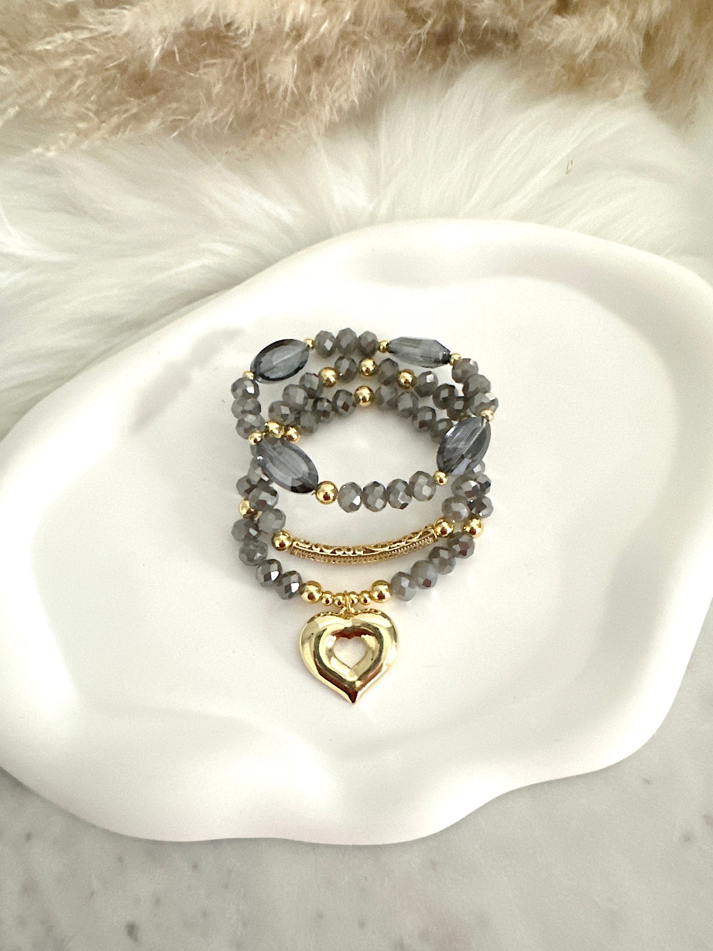 Smokey Heart Bracelet Stack Adorn U