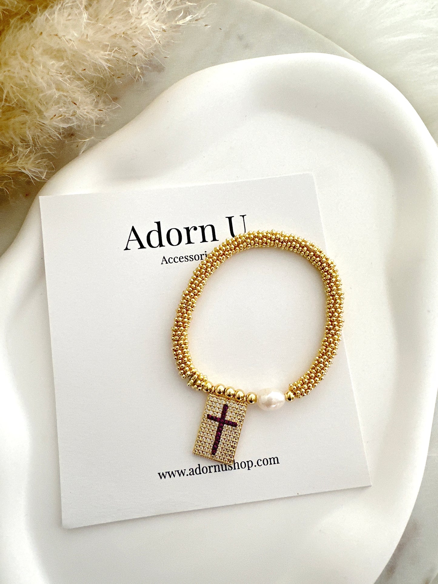 Red Cross Stretch Bracelet