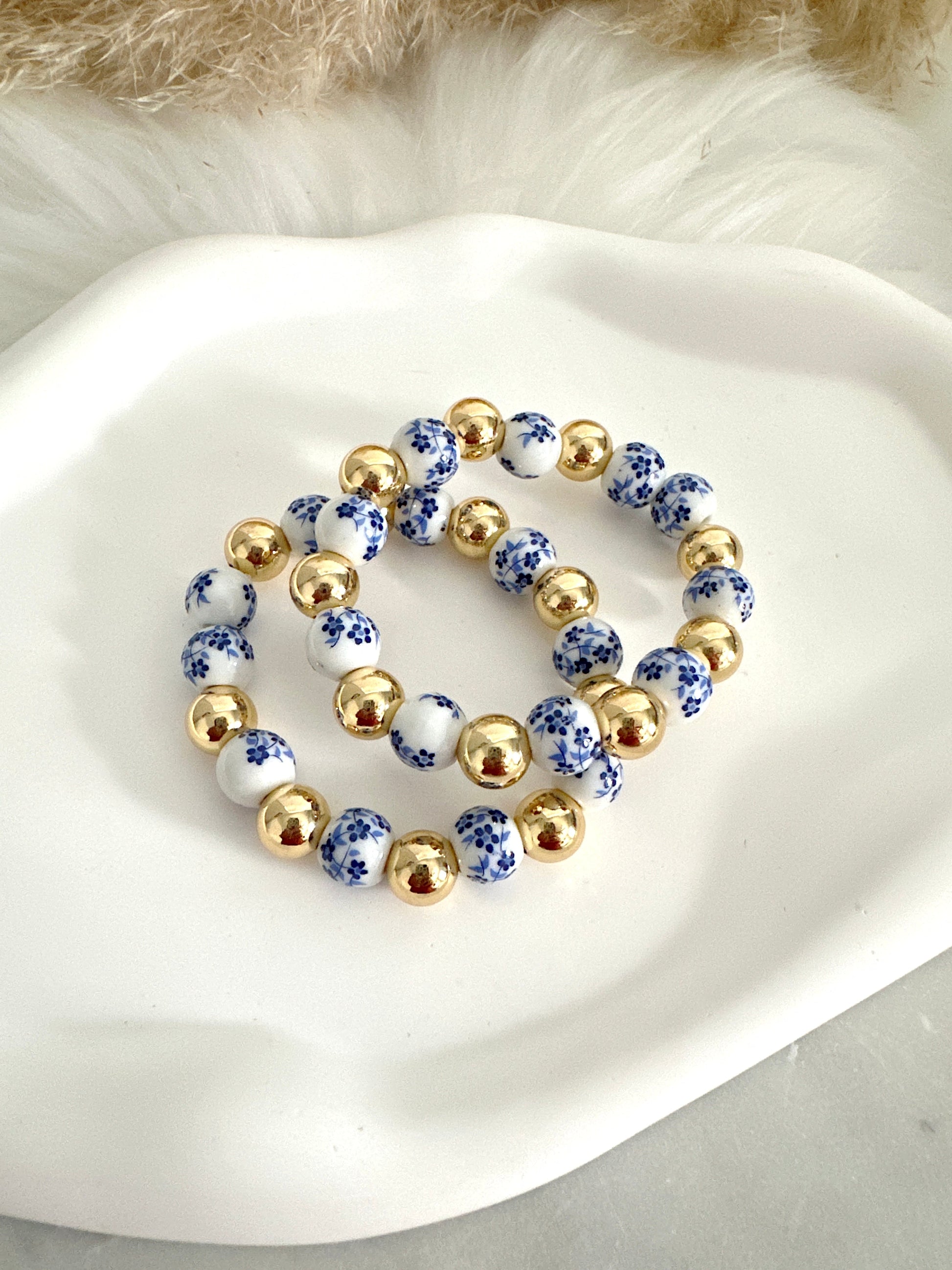 Large White and Blue Porcelain Stack Adorn U